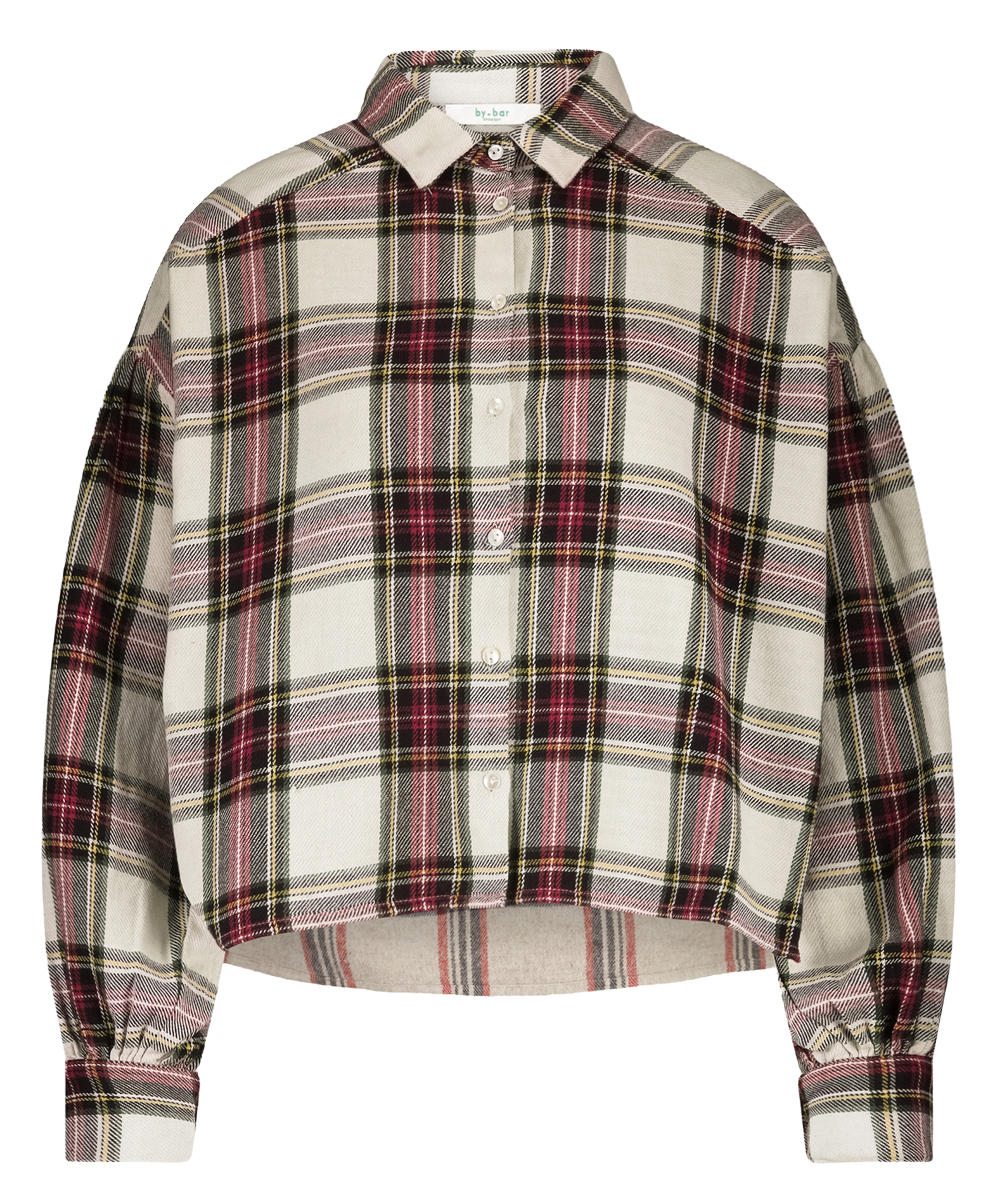 Oversized short checkered shirt BY BAR Beige