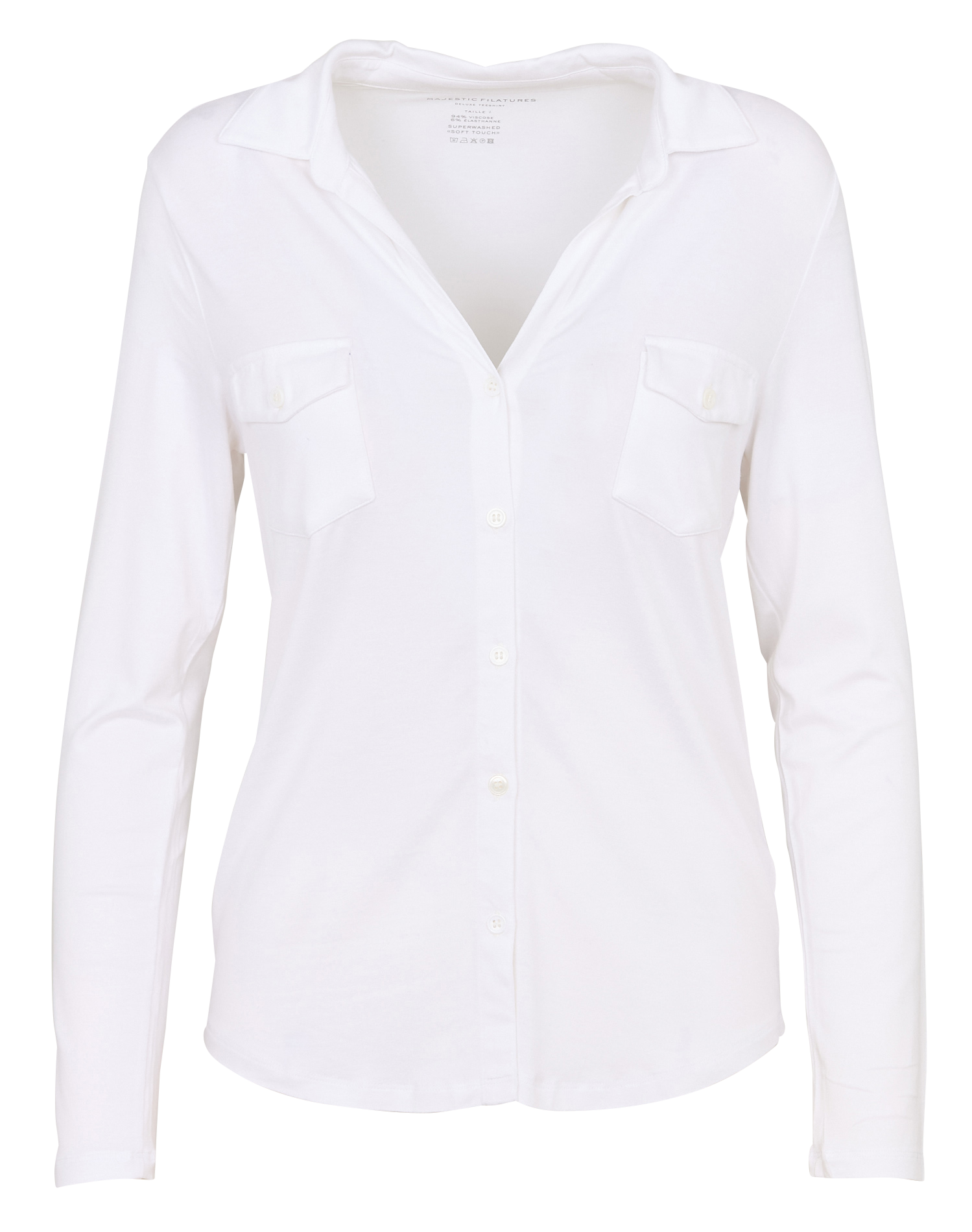 Overhemd met klassieke kraag en stretch MAJESTIC FILATURES Wit