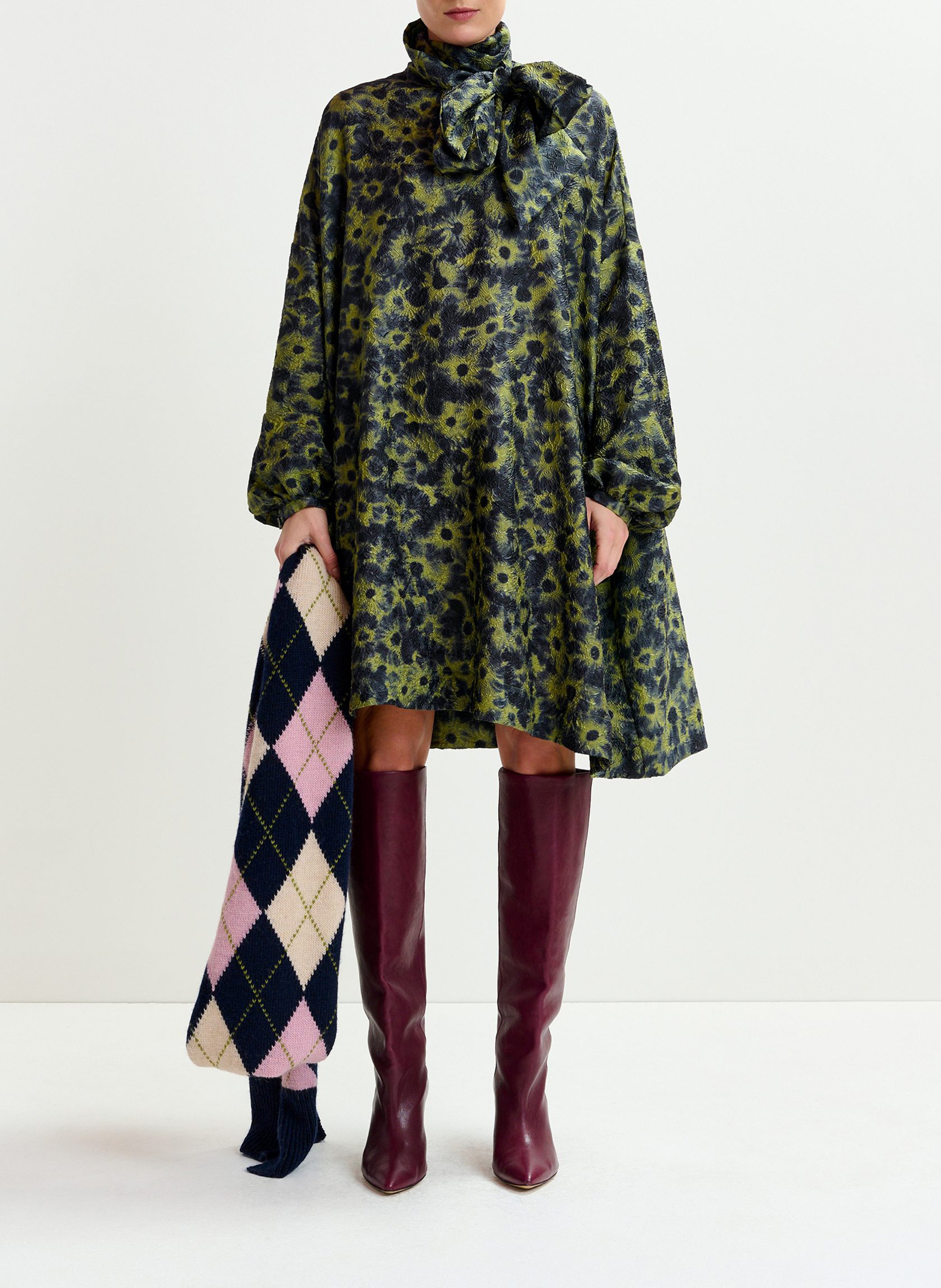 Robe ample courte à col lavallière ESSENTIEL ANTWERP Bleu