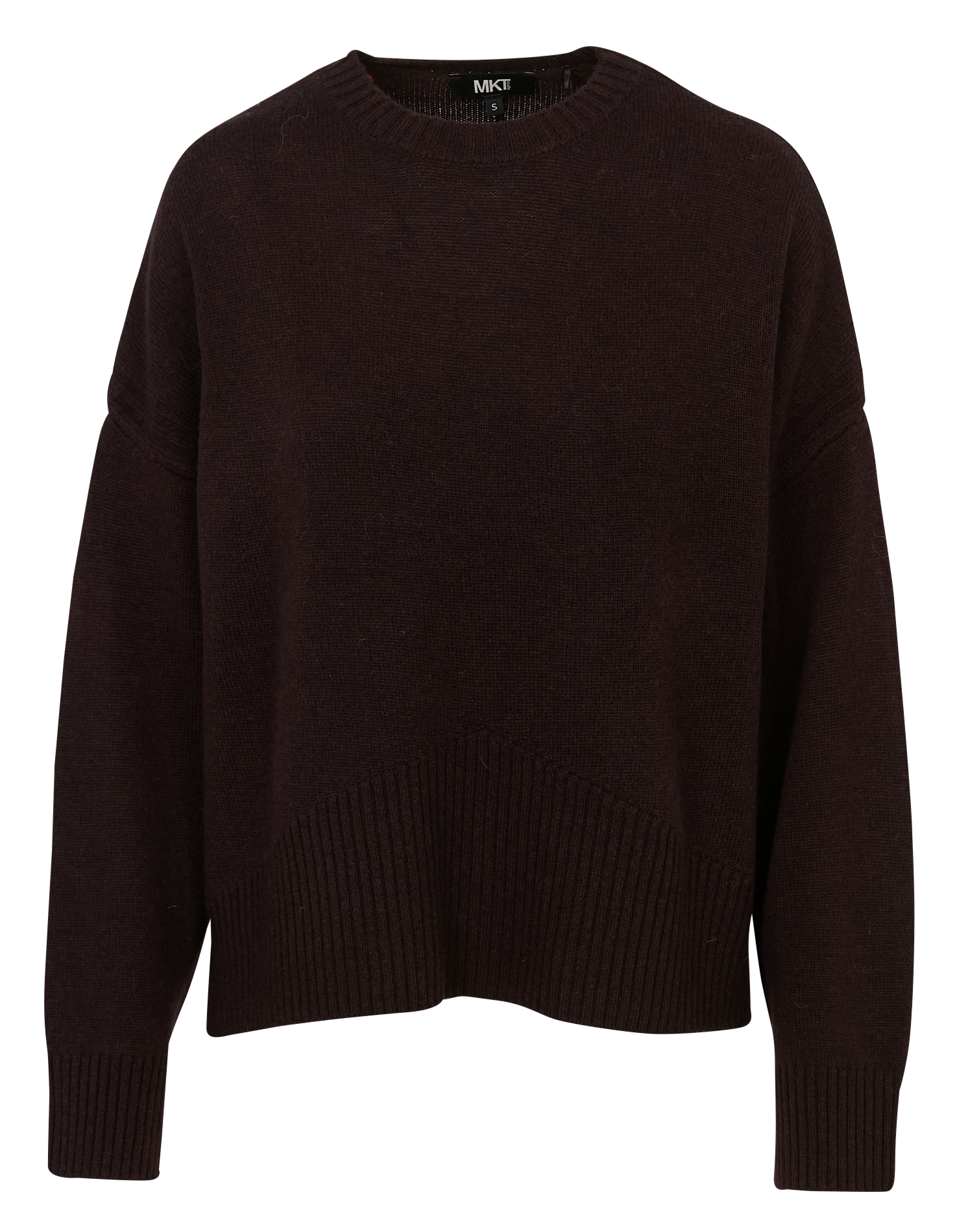 Pull ample col rond en laine mérinos MKT Marron