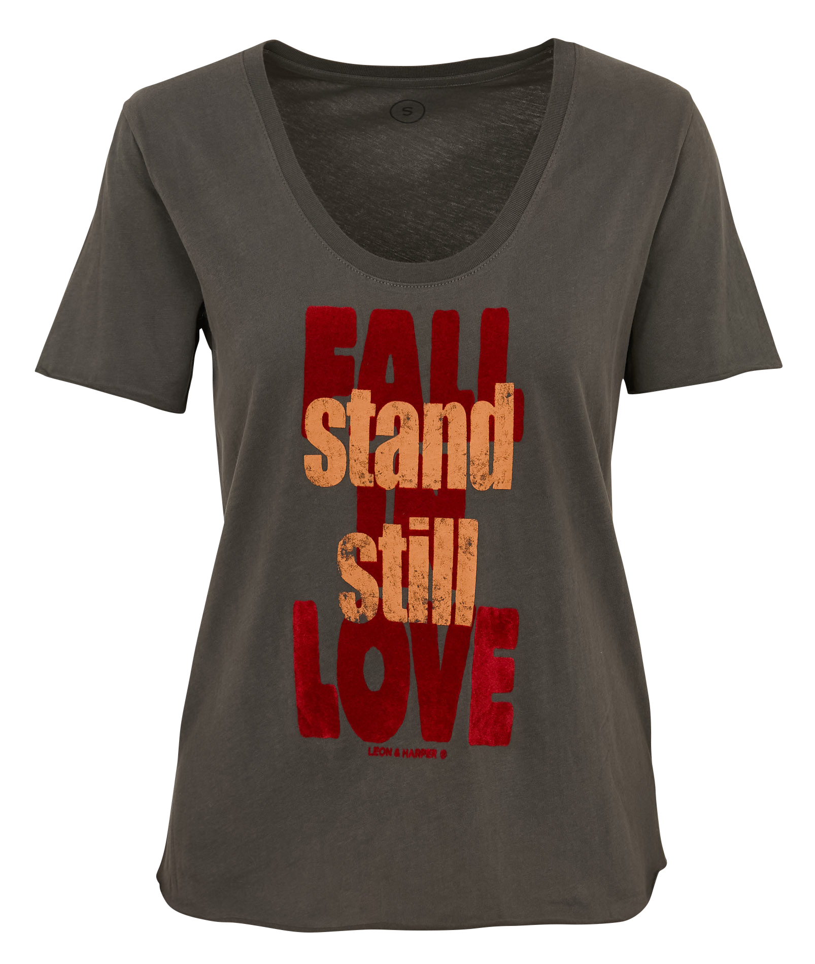 T-shirt van biokatoen met ronde hals LEON & HARPER Grijs