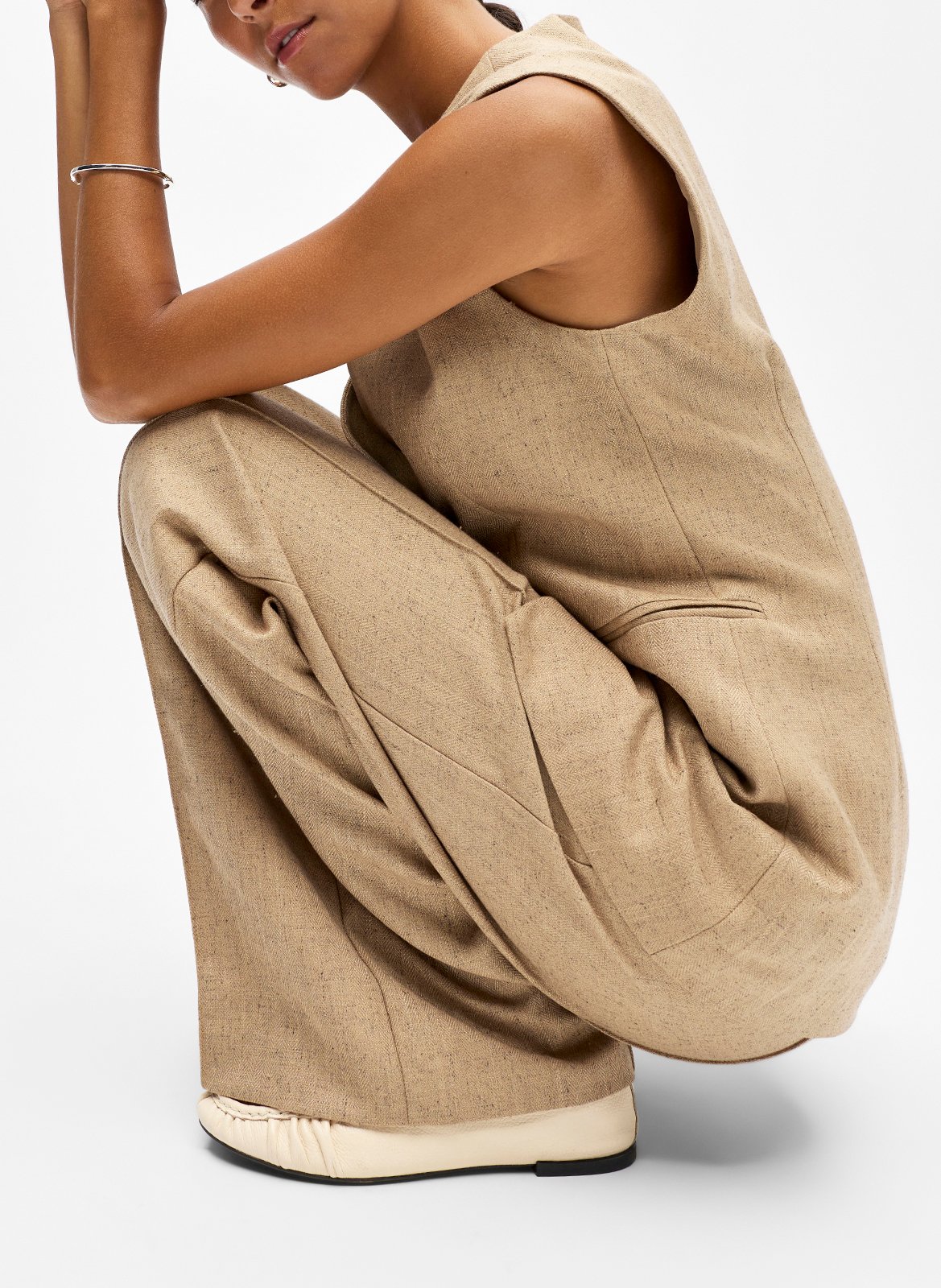 Giletje met V-hals OBJECT Bruin