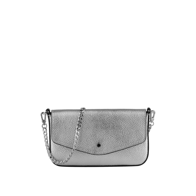 Clutch bag - calfskin POURCHET Silver