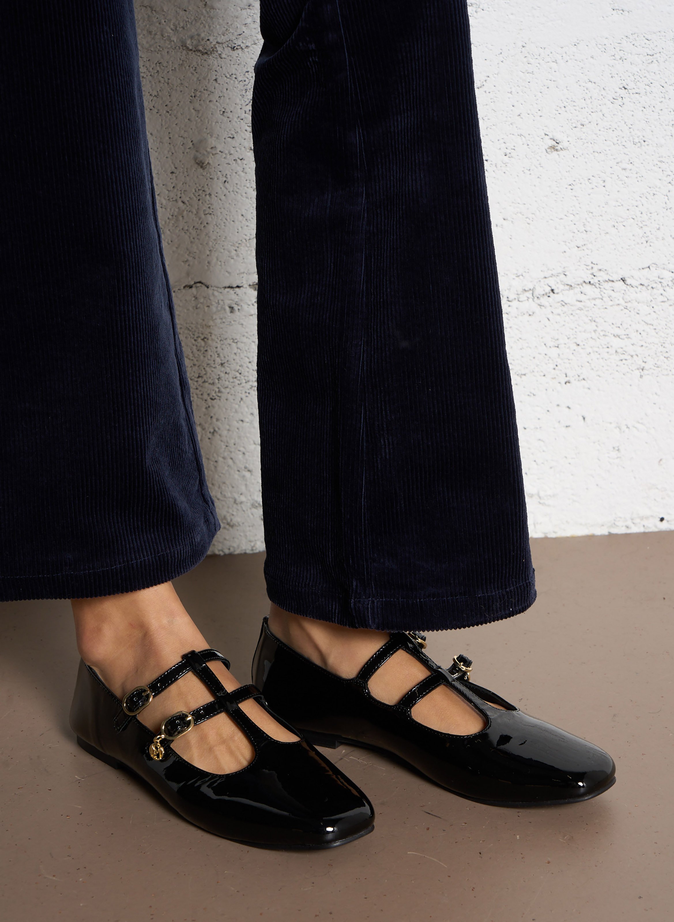 Leather double-strap ballet flats PETITE MENDIGOTE Black