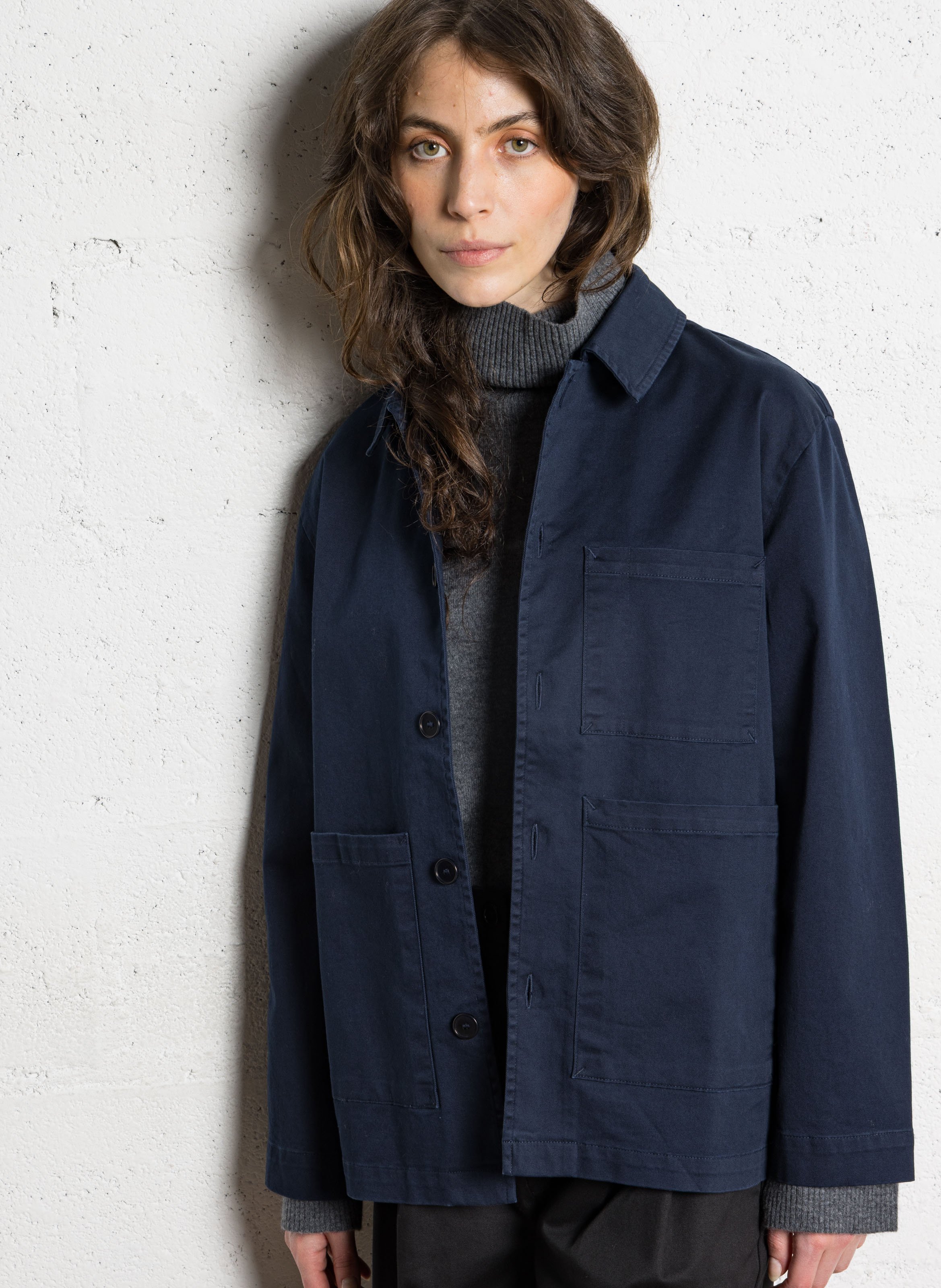 Jas van katoenmix met klassieke kraag RUE DE TOKYO Blauw