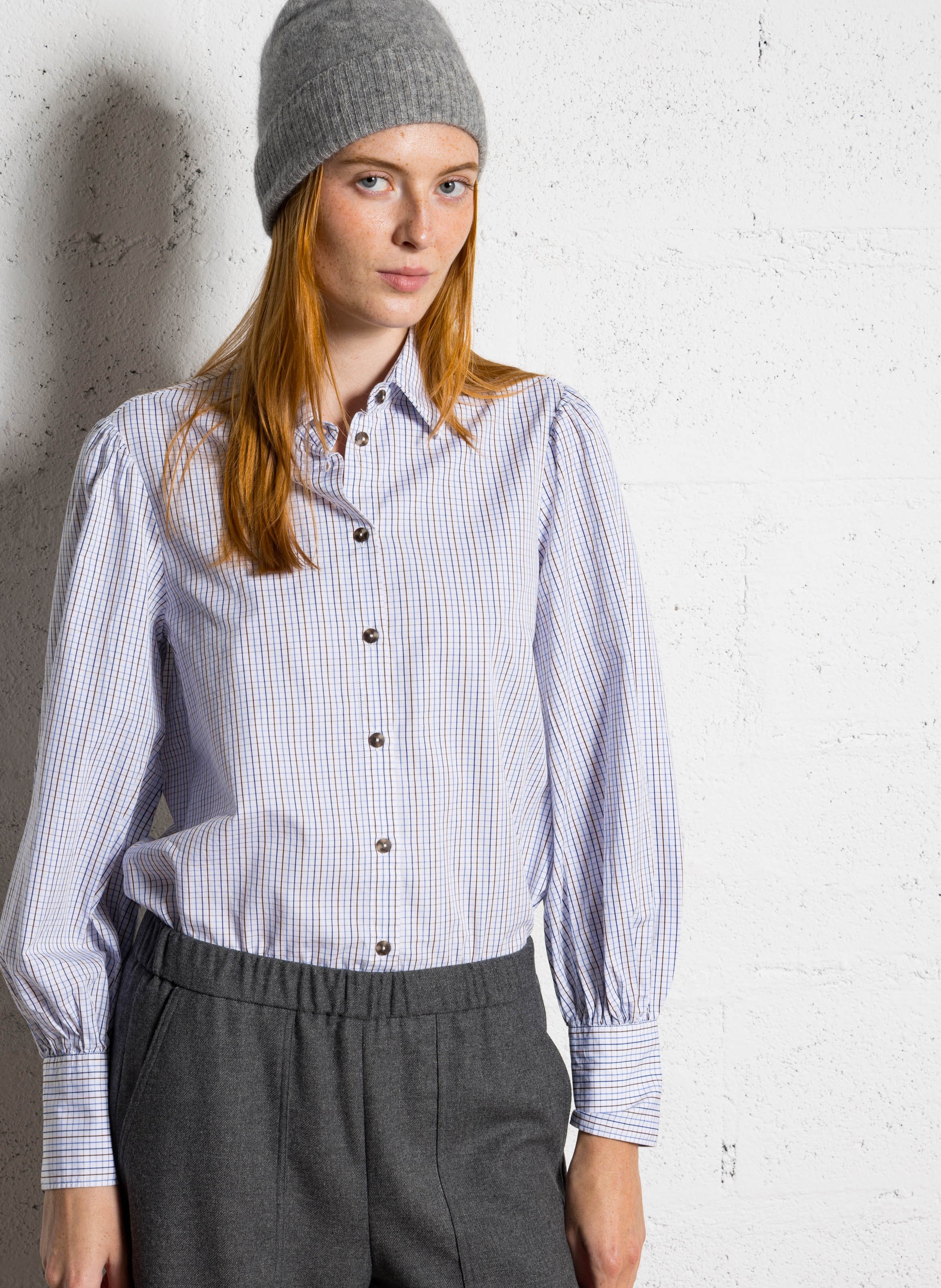 Chemise droite à carreaux DIEGA Marron