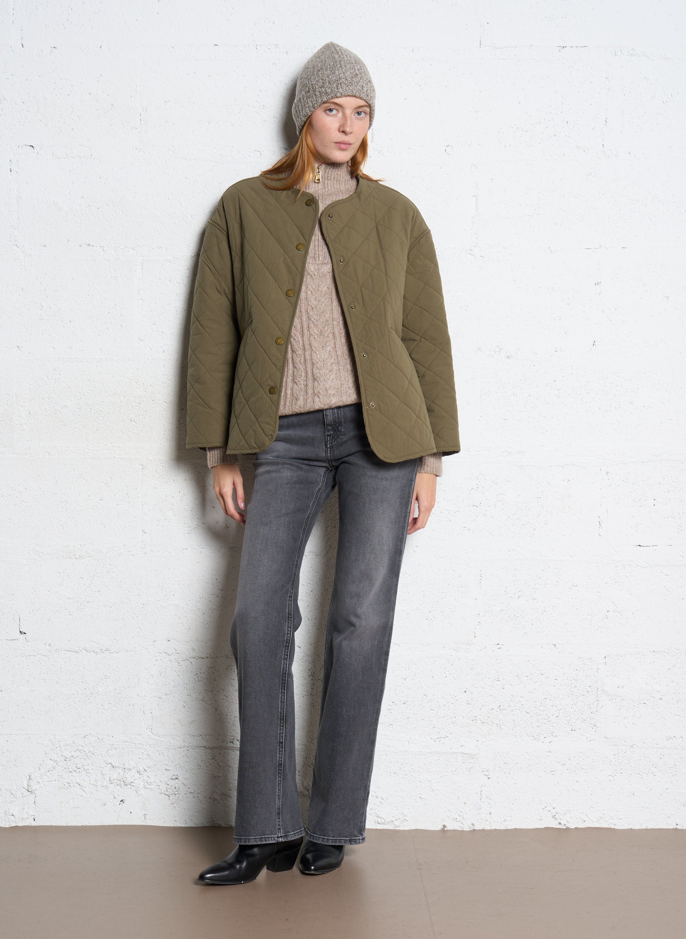 Oversize Rundhalsausschnitt Baumwolljacke THE KORNER Khaki