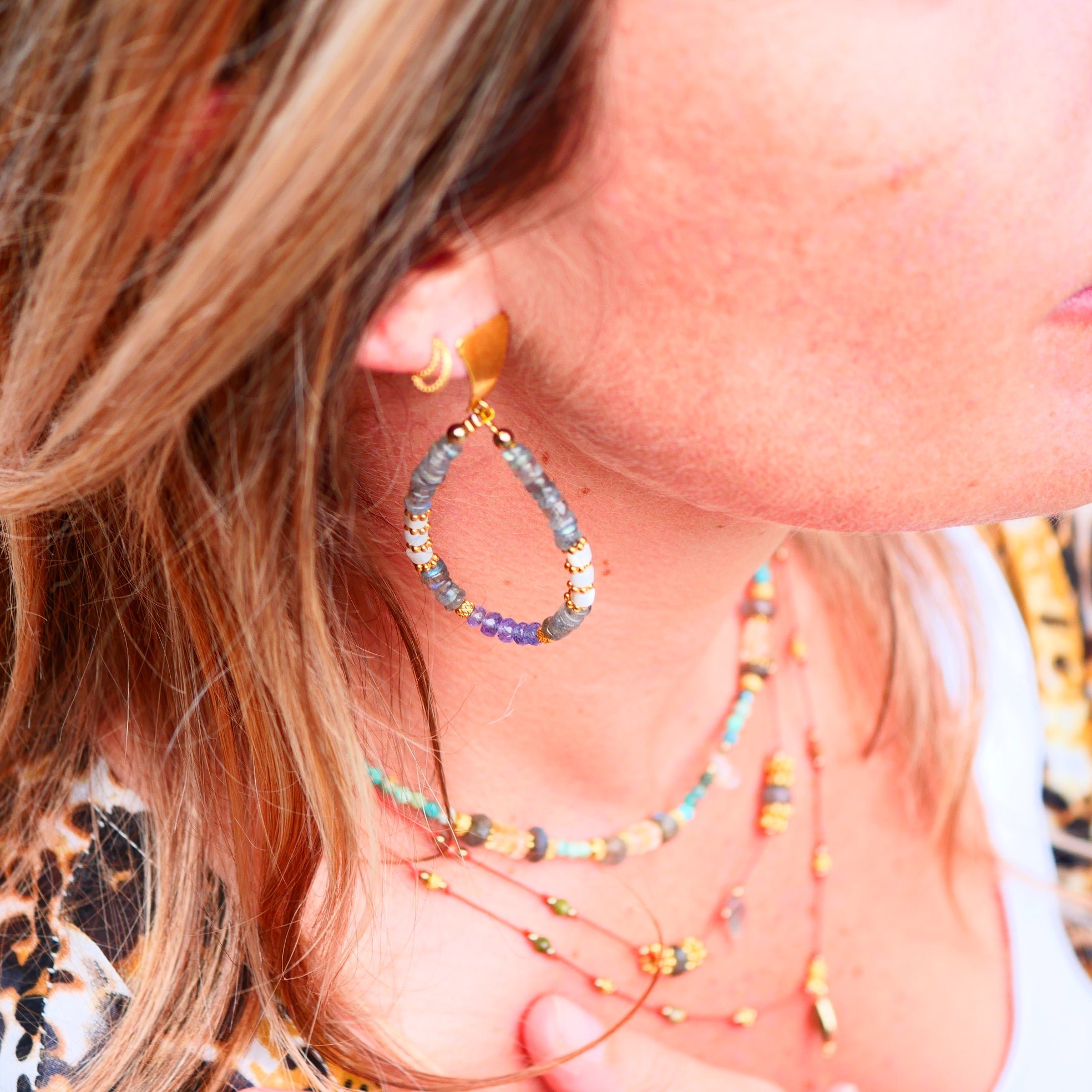 Labradorite earrings GINANDGER Grey