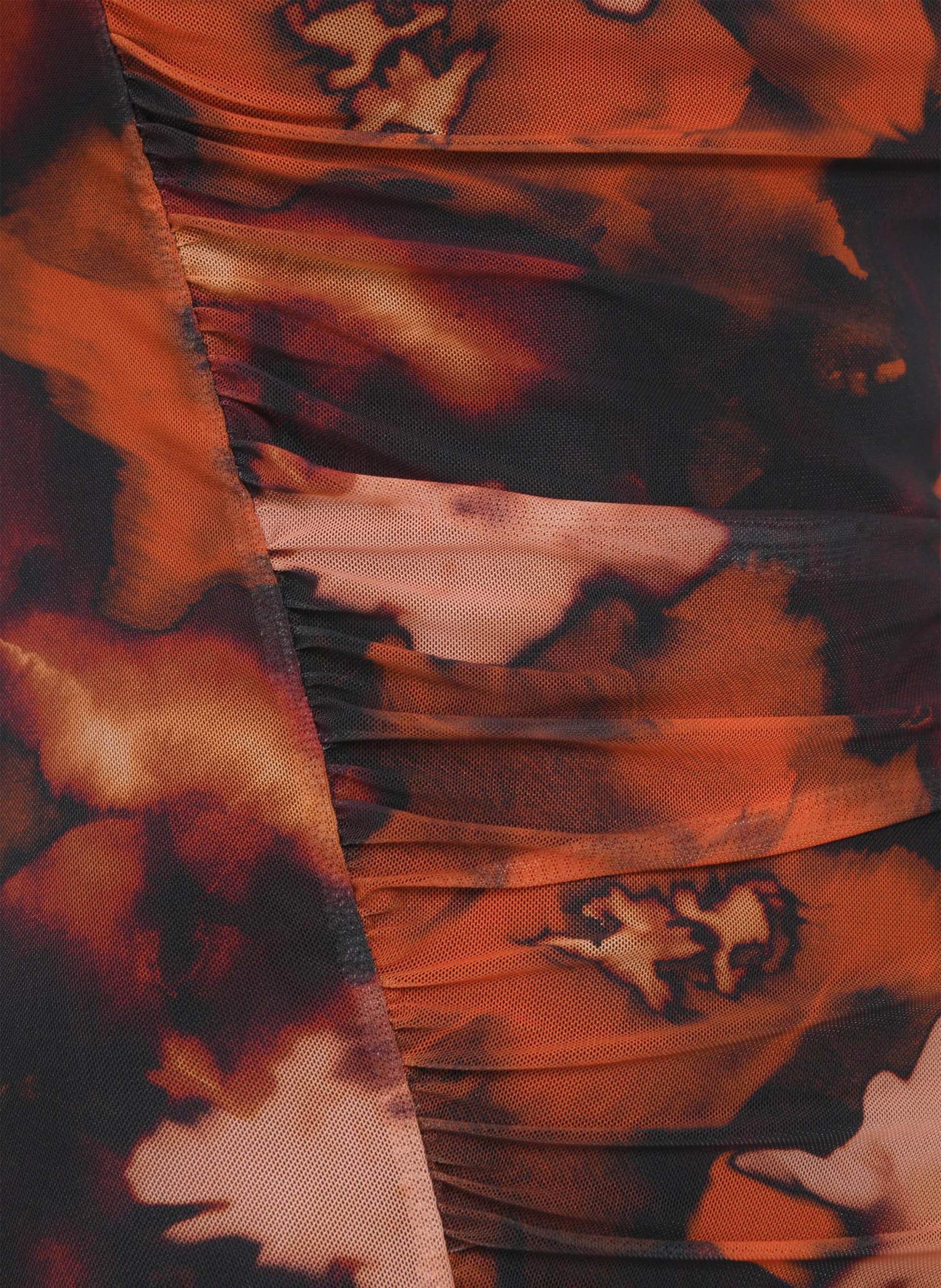 Bedrucktes Maxikleid mit Rundhalsausschnitt KOOKAI Braun