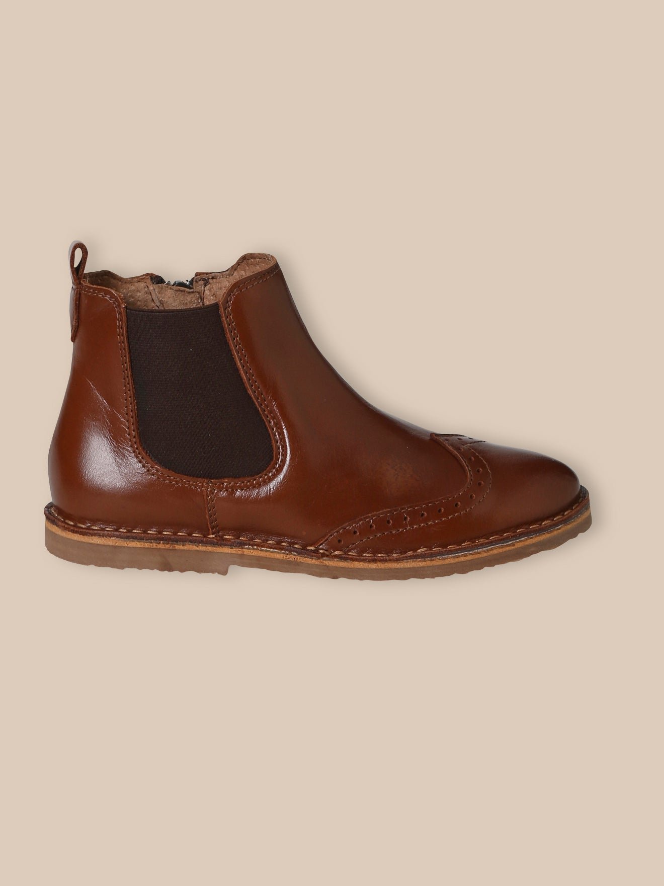 Floral leather ankle boots CYRILLUS Brown