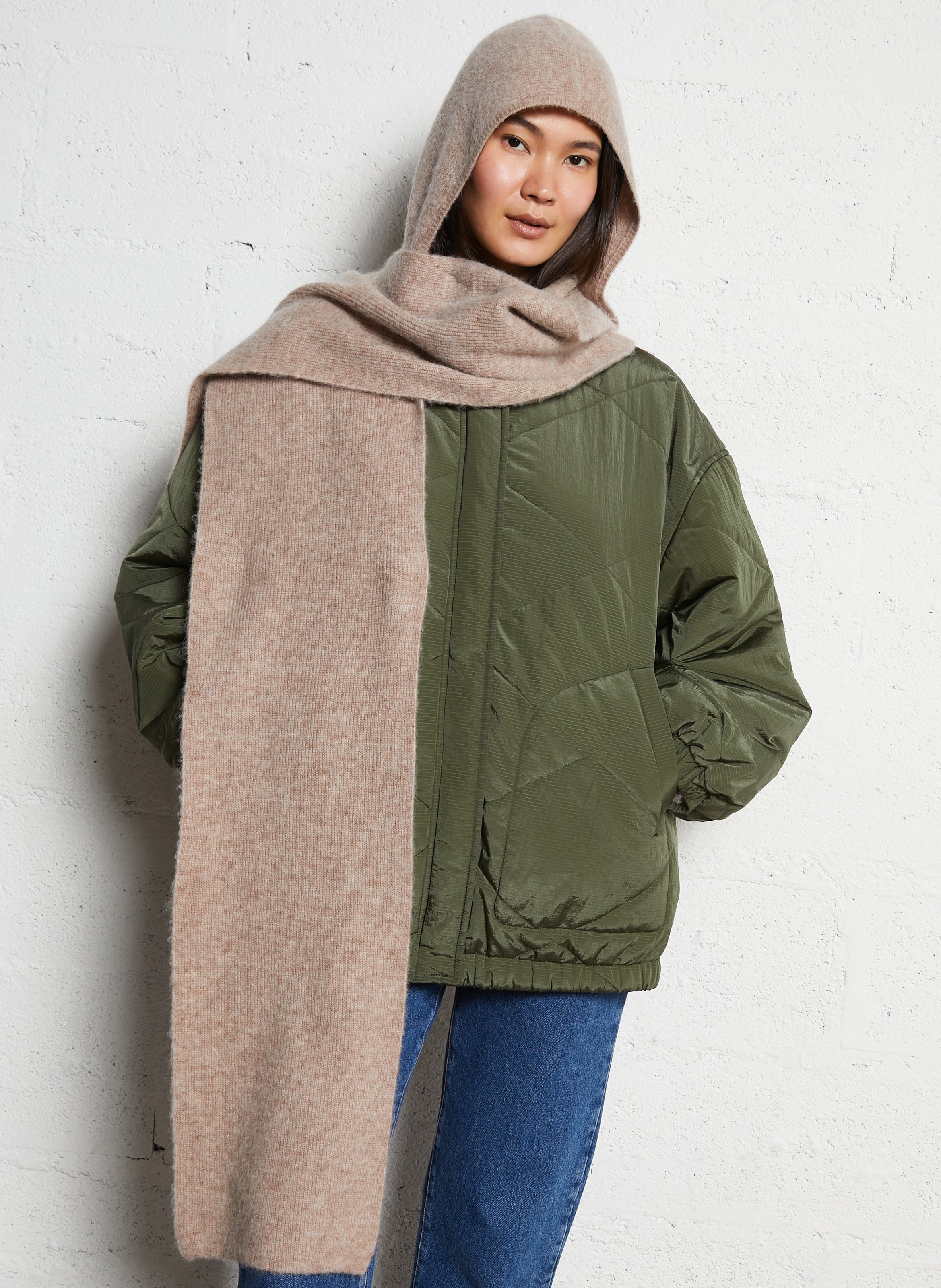 Hooded scarf in blended wool DES PETITS HAUTS Beige