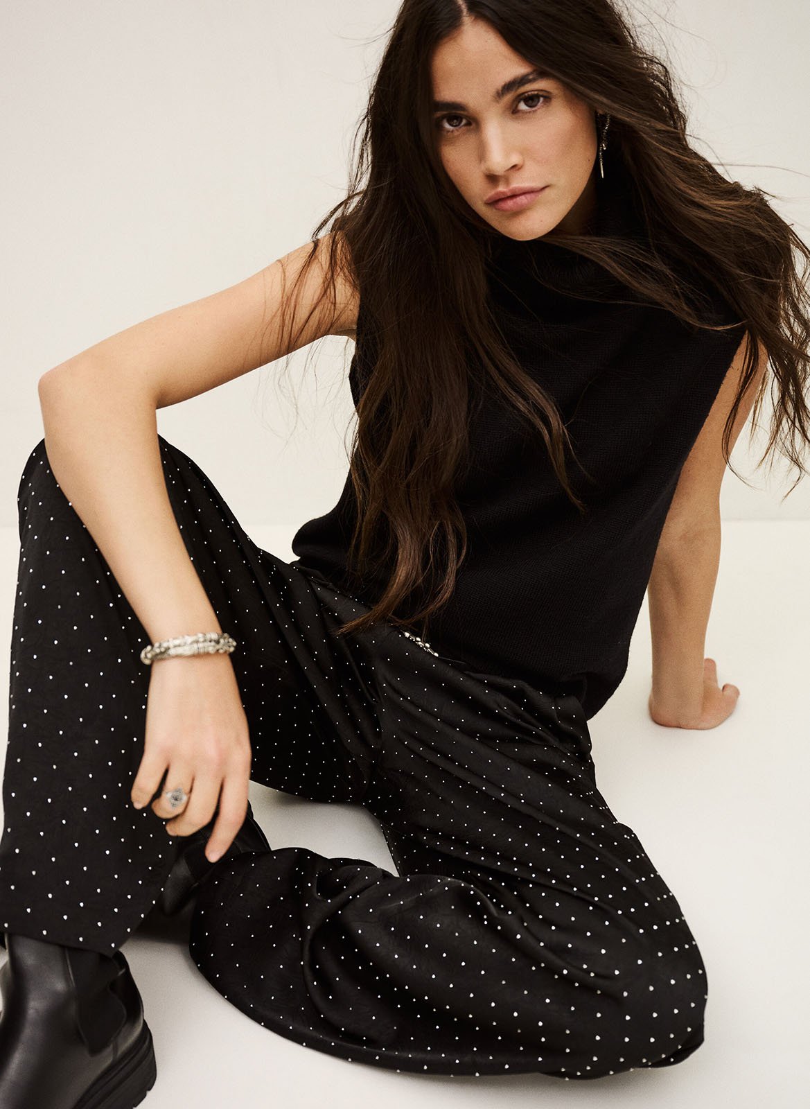 Wide-leg pants with studs BA&SH Black