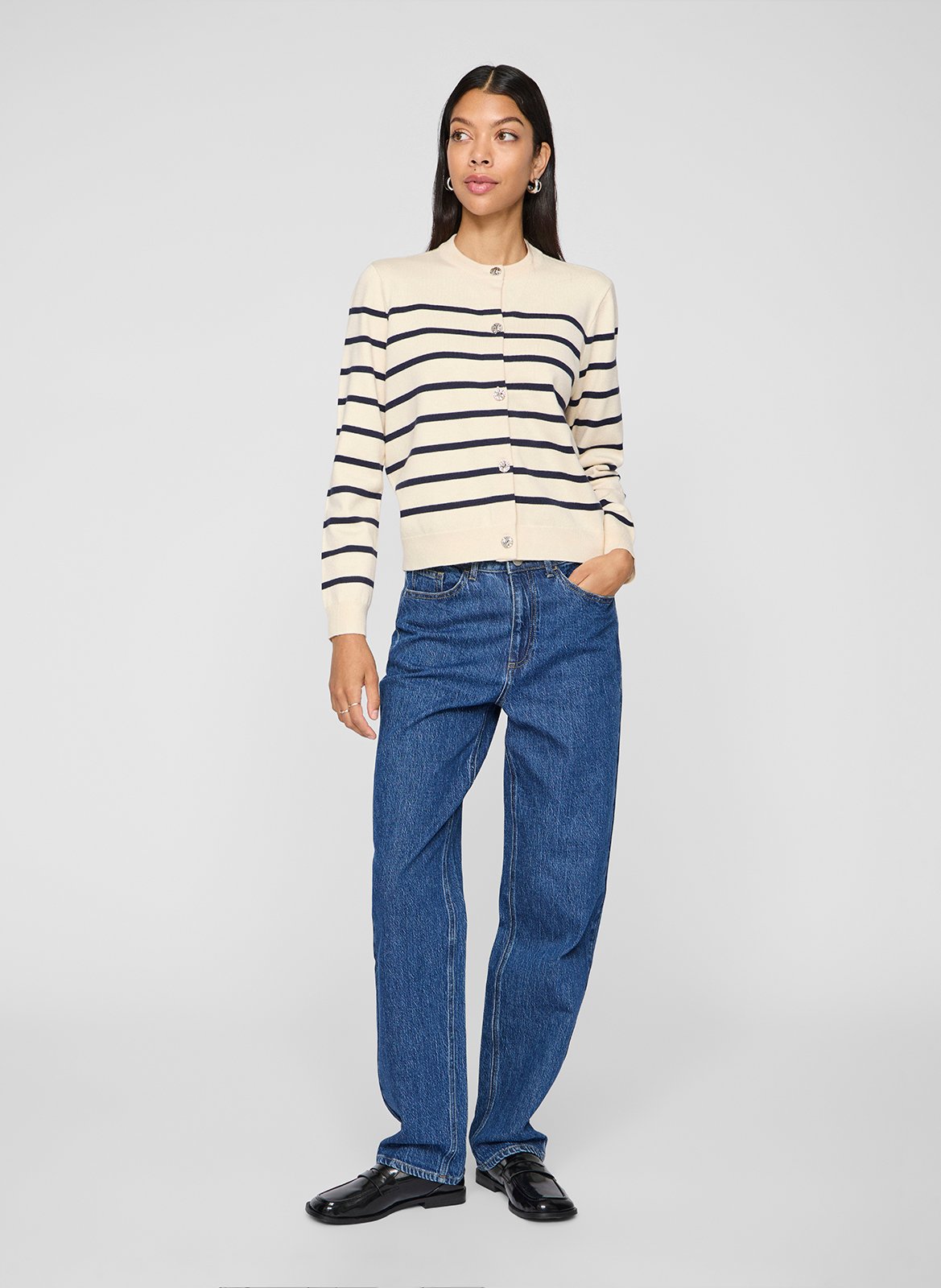 Straight leg plain mid-rise jeans VILA Blue