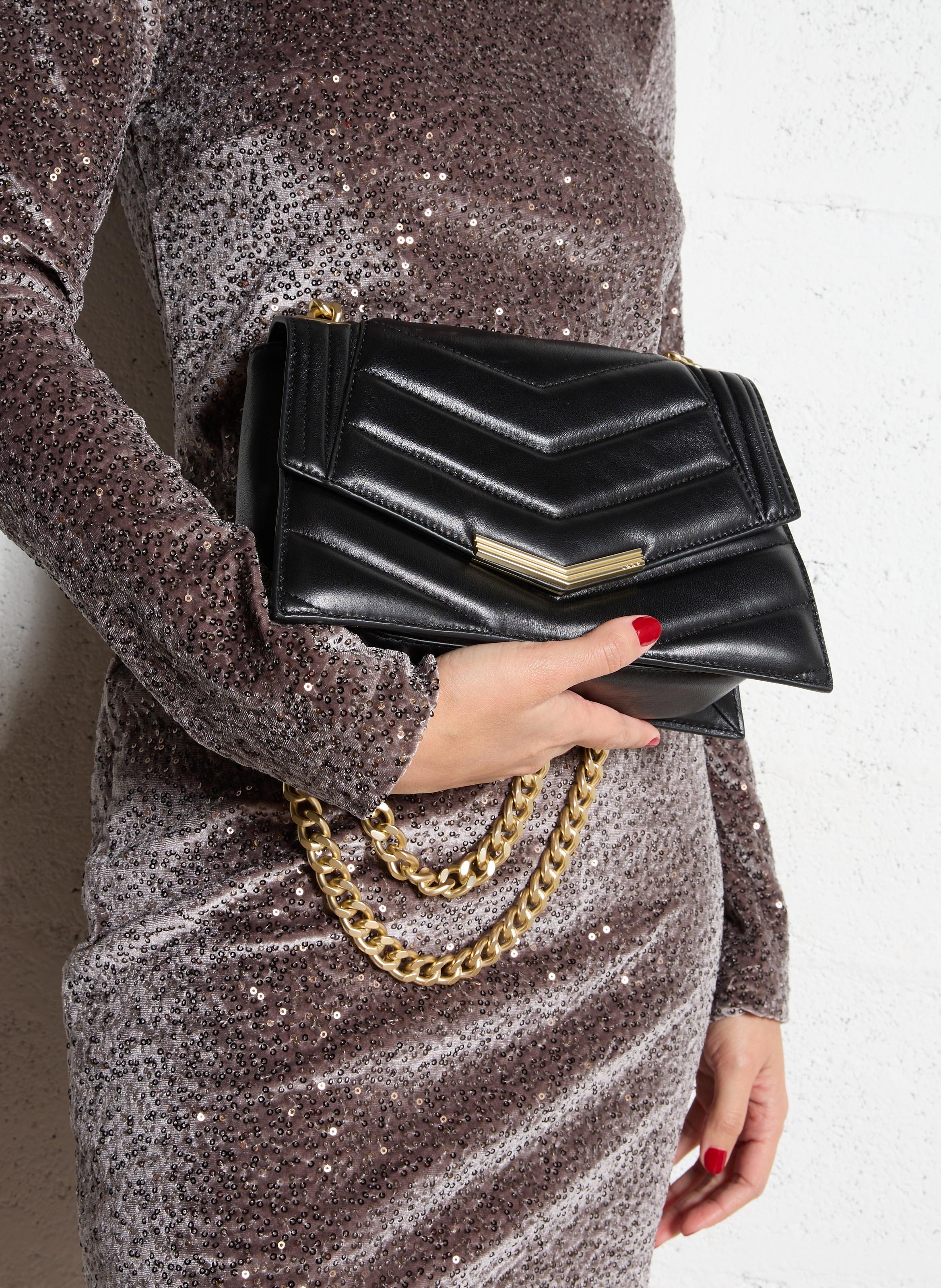 Quilted Chevron Crossbody Bag IKKS Golden