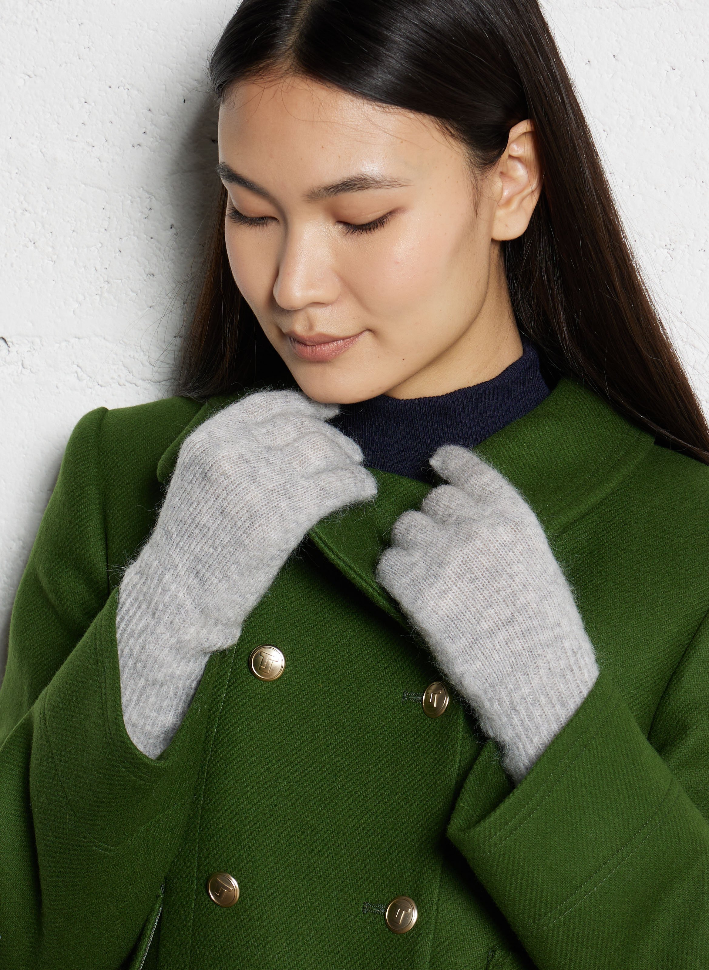 Marled wool blend gloves IKKS Grey