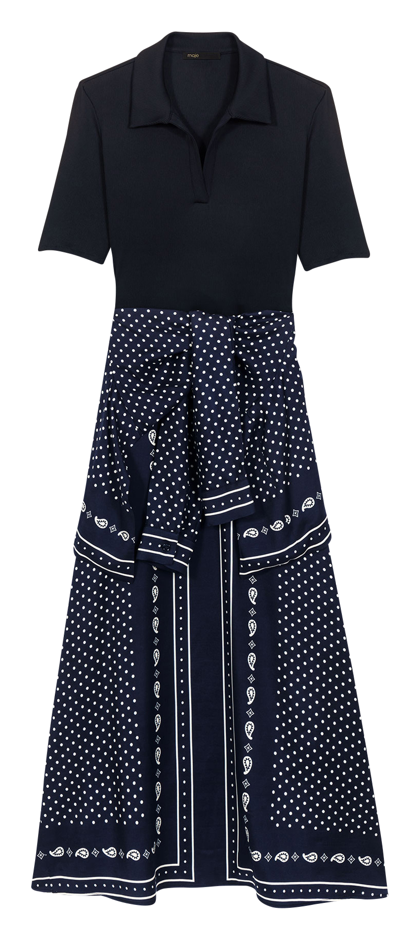 Robe longue col classique  MAJE Bleu