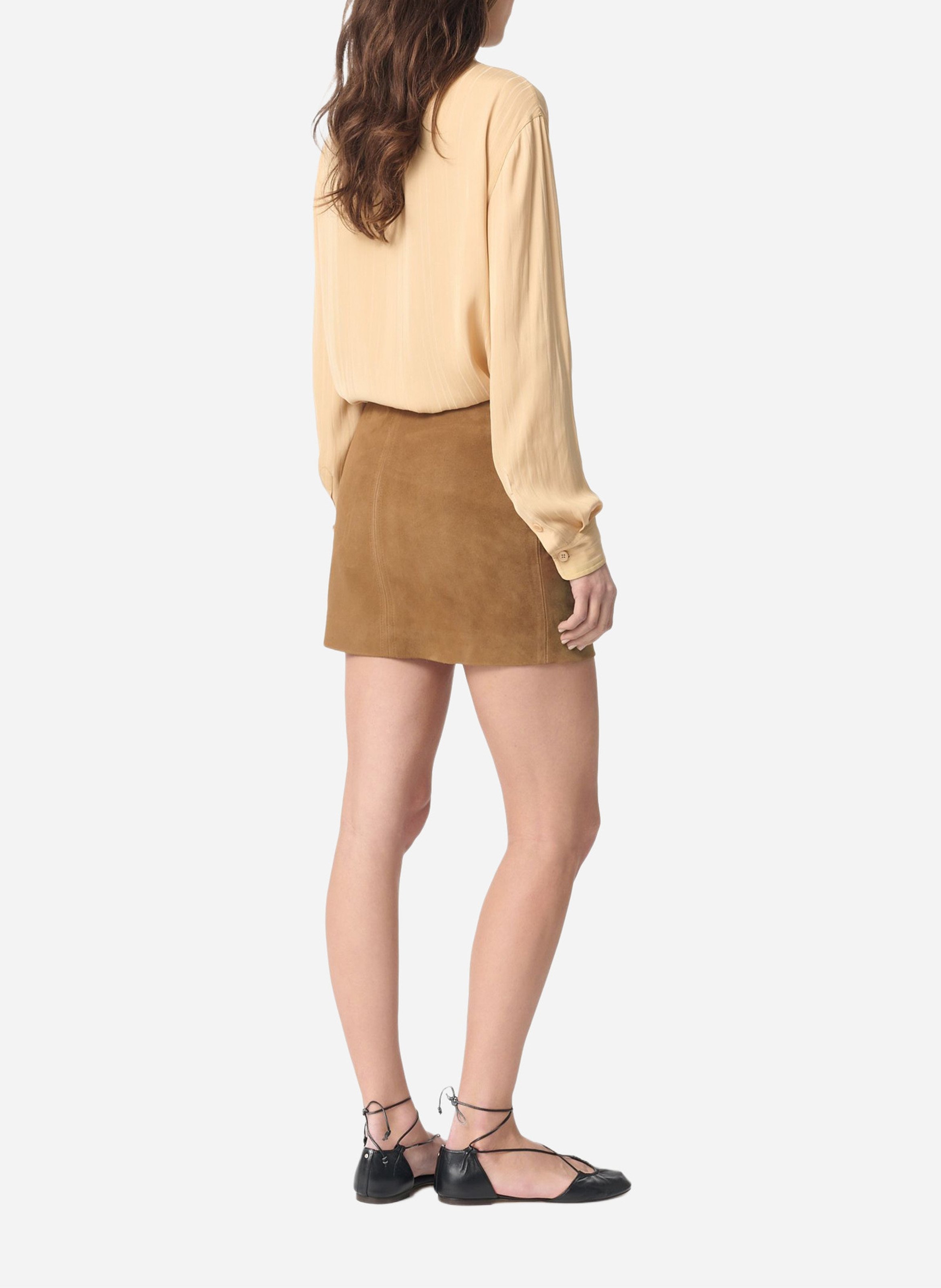 Short droit en cuir VANESSA BRUNO Marron