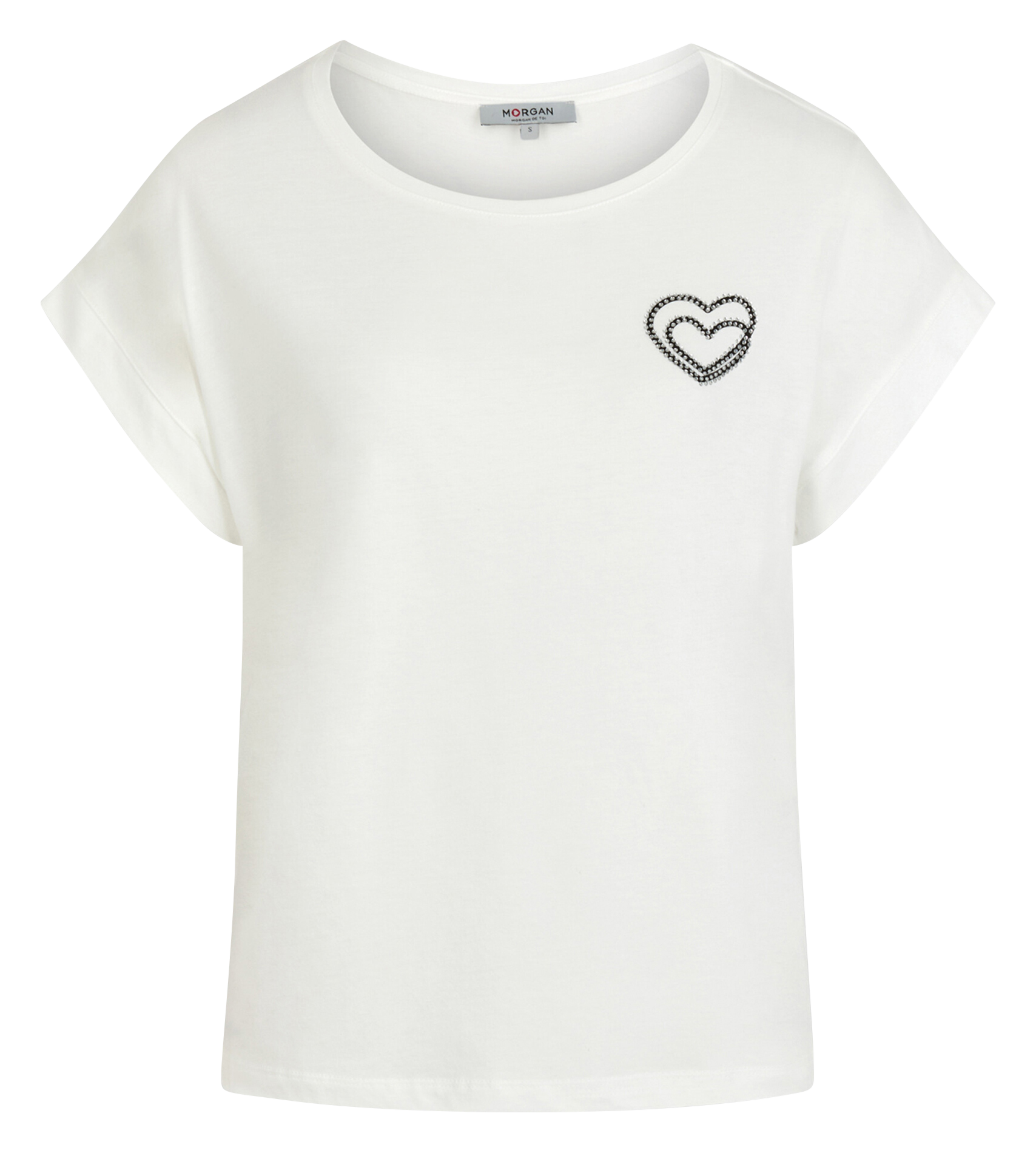 Tee-shirt droit manches courtes en coton MORGAN Blanc