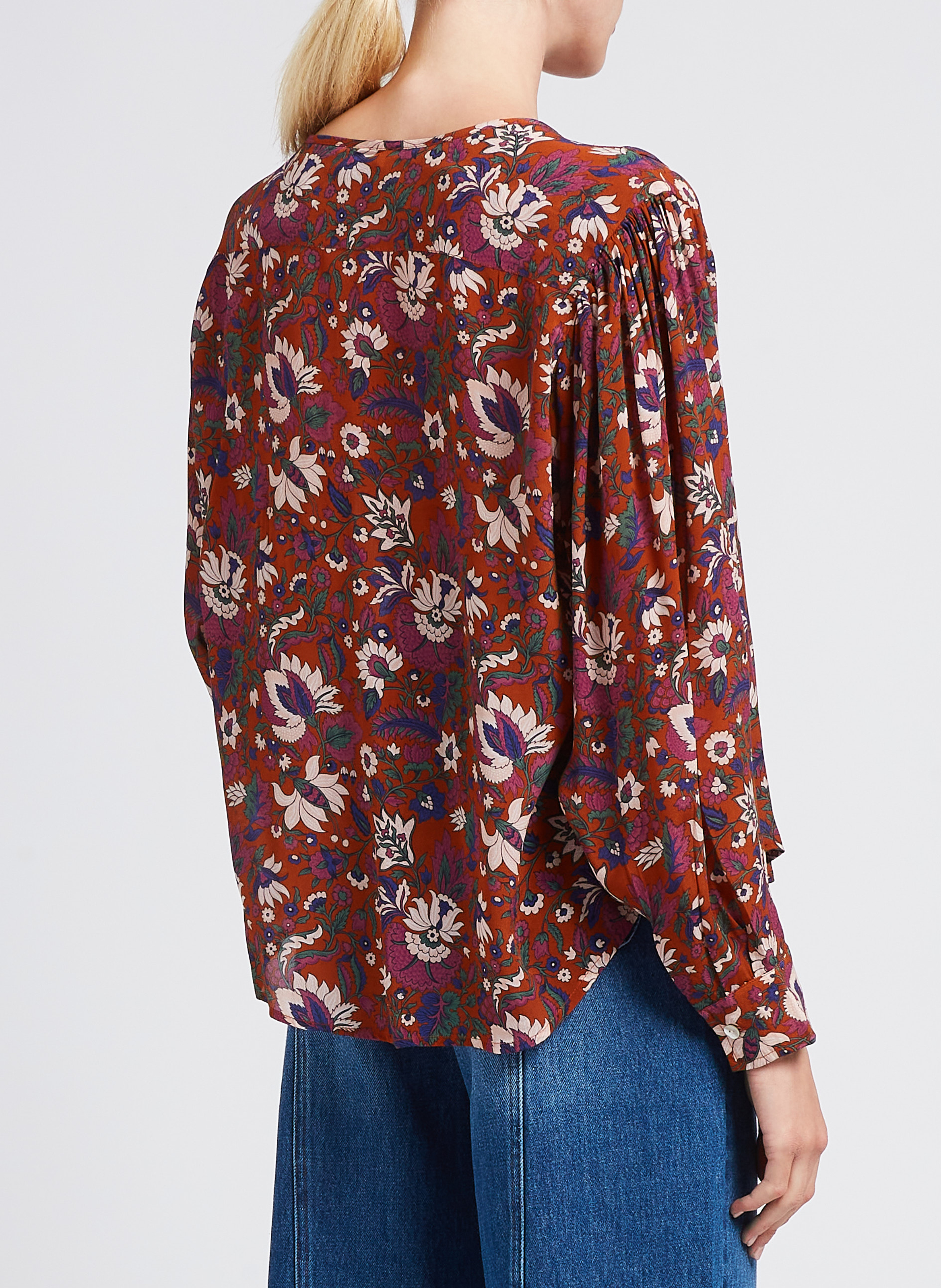 Blouse fluide col rond à imprimé LOUISE MISHA Orange