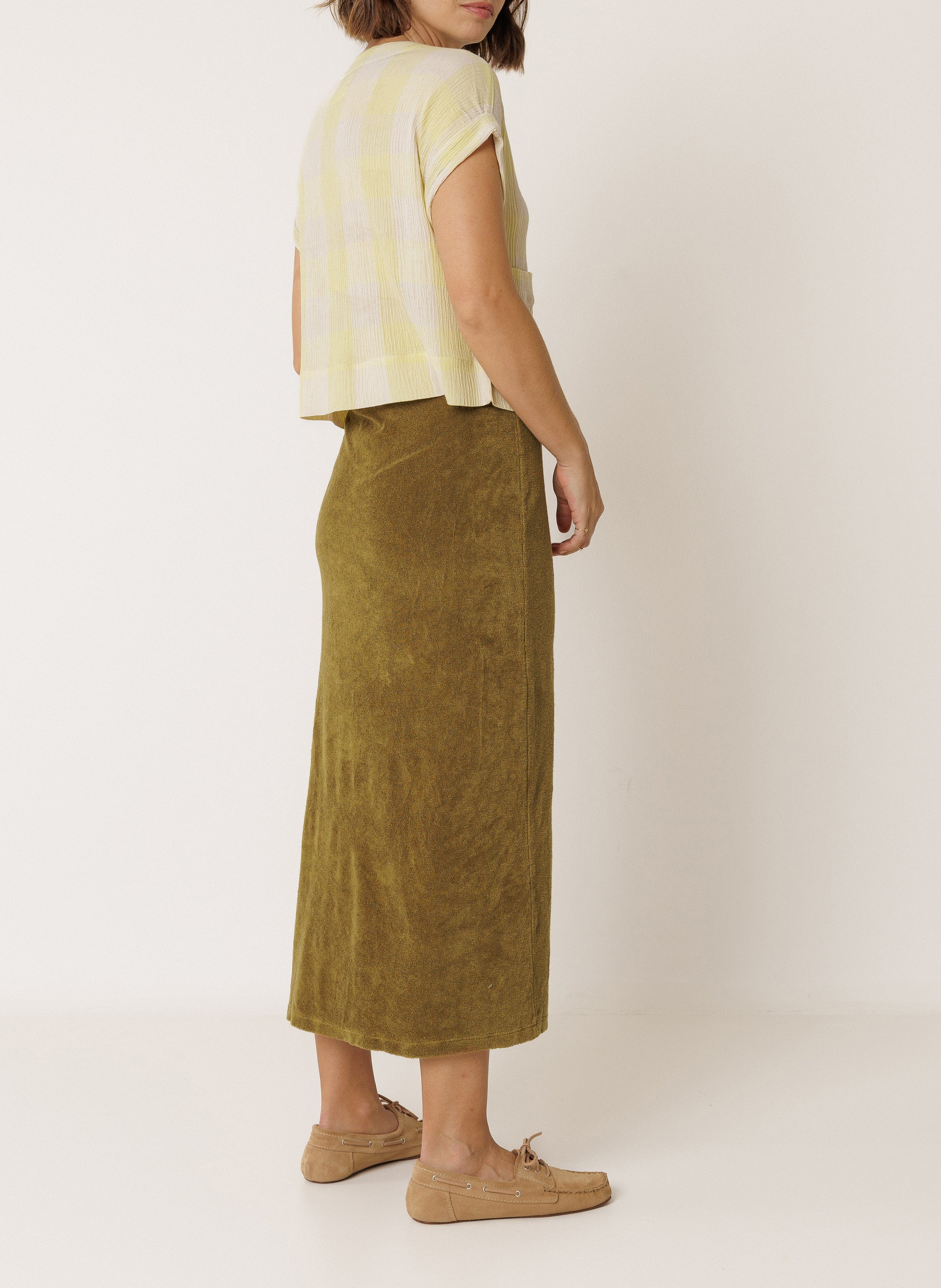 V-neck checkered blouse INDI & COLD Green