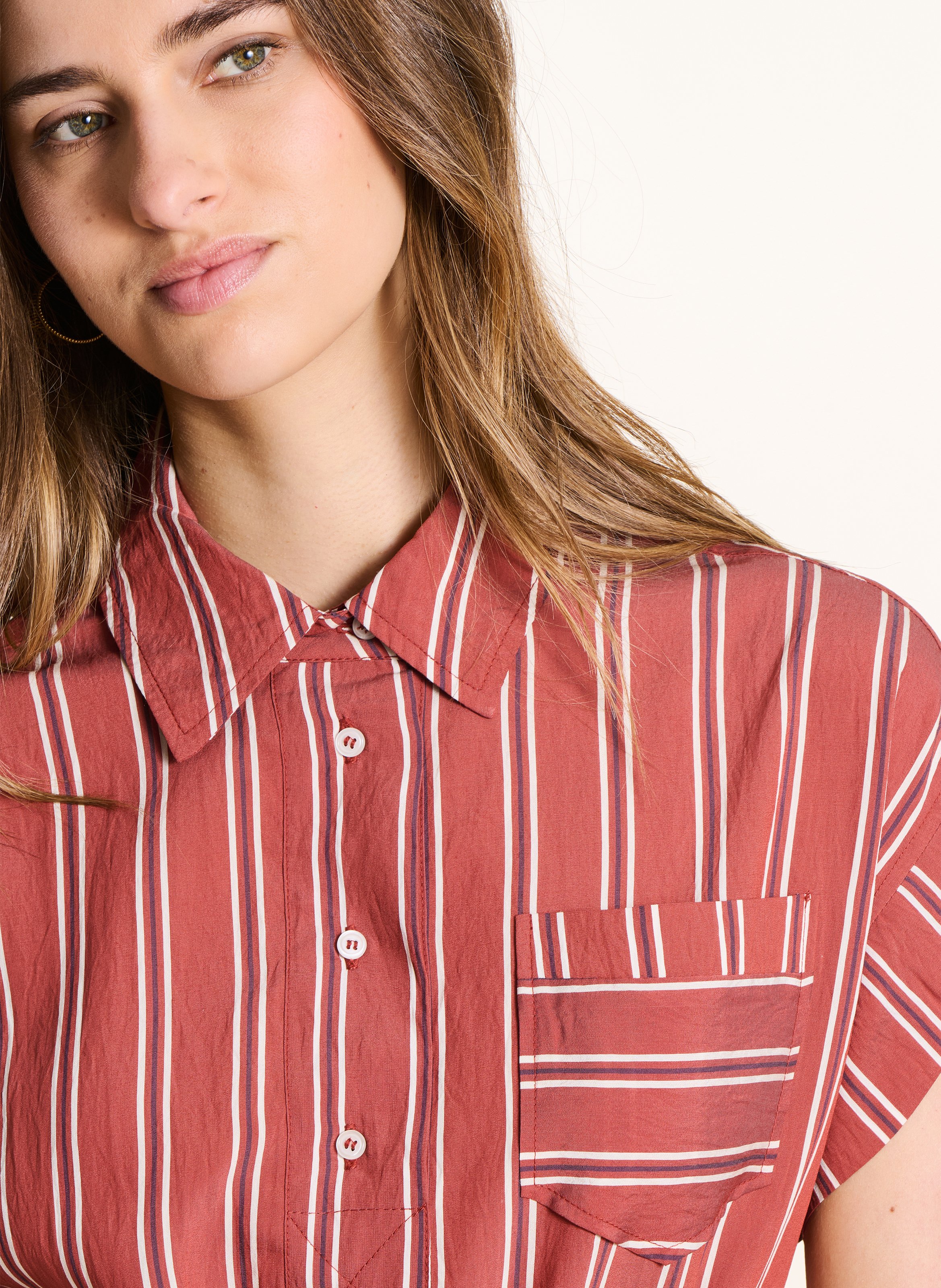 Robe longue col classique à rayures LA FEE MARABOUTEE Rouge