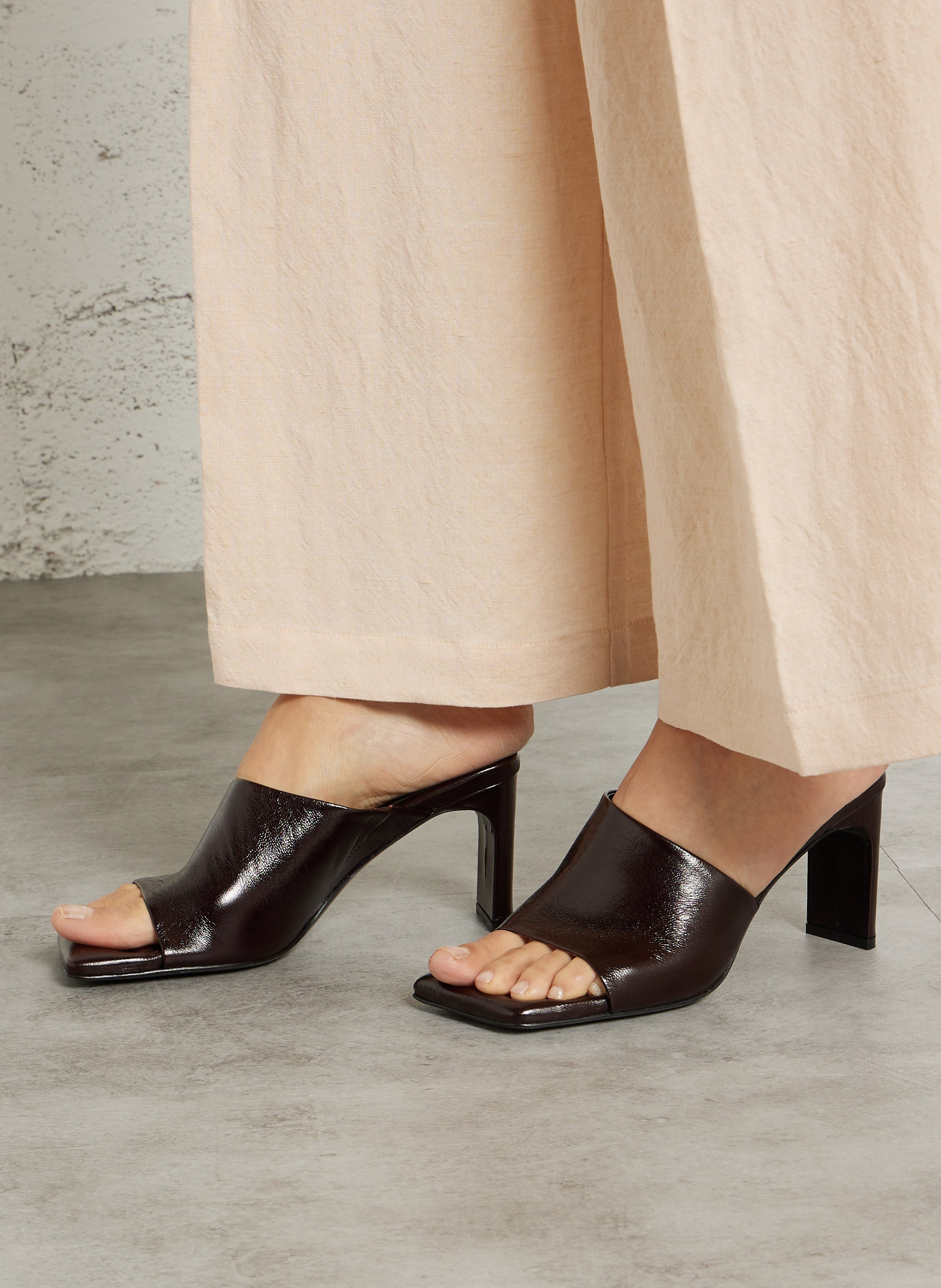 Heeled leather mules MI/MAI Red