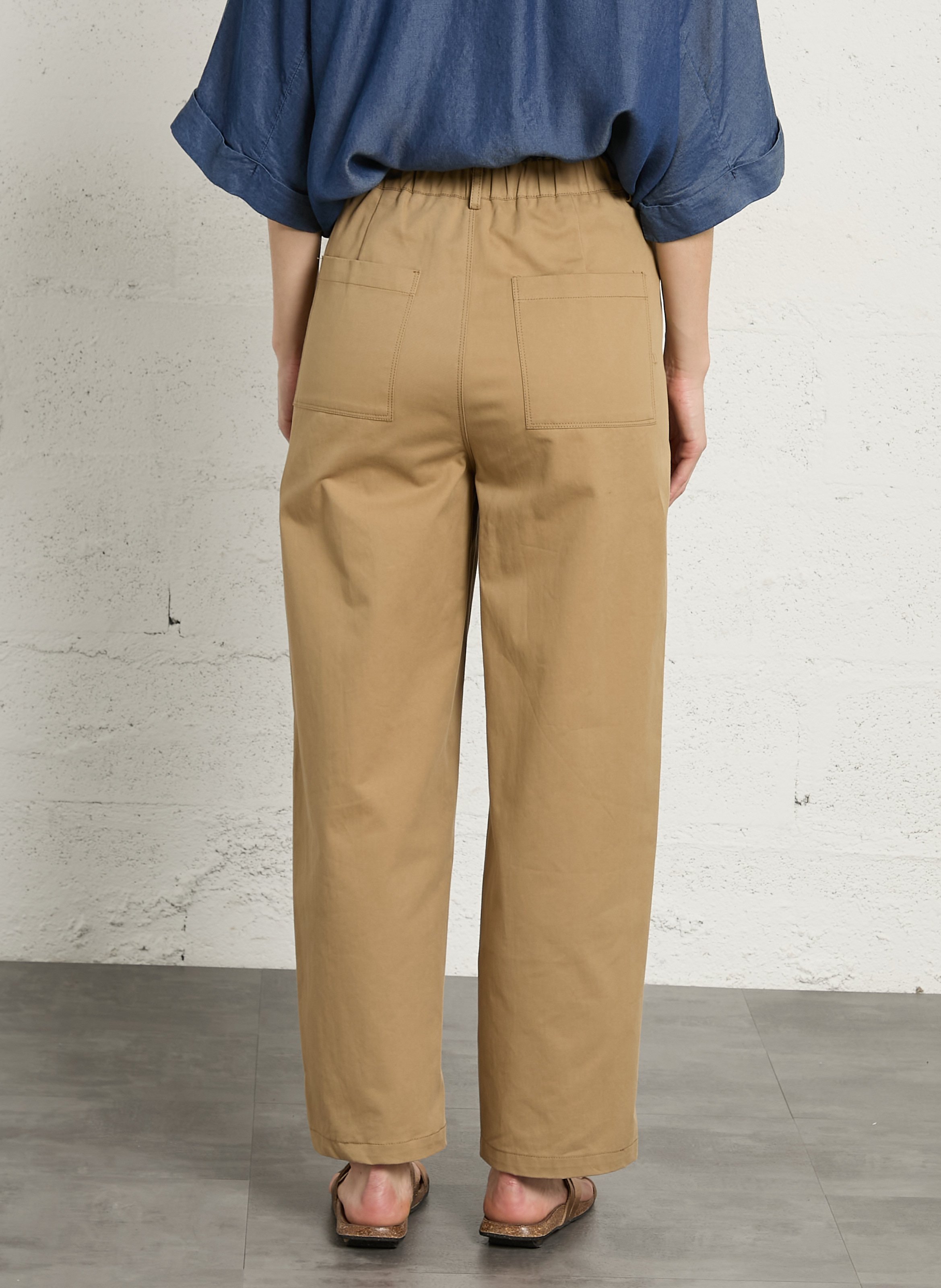 Katoenen straight fit pantalon THE KORNER Beige