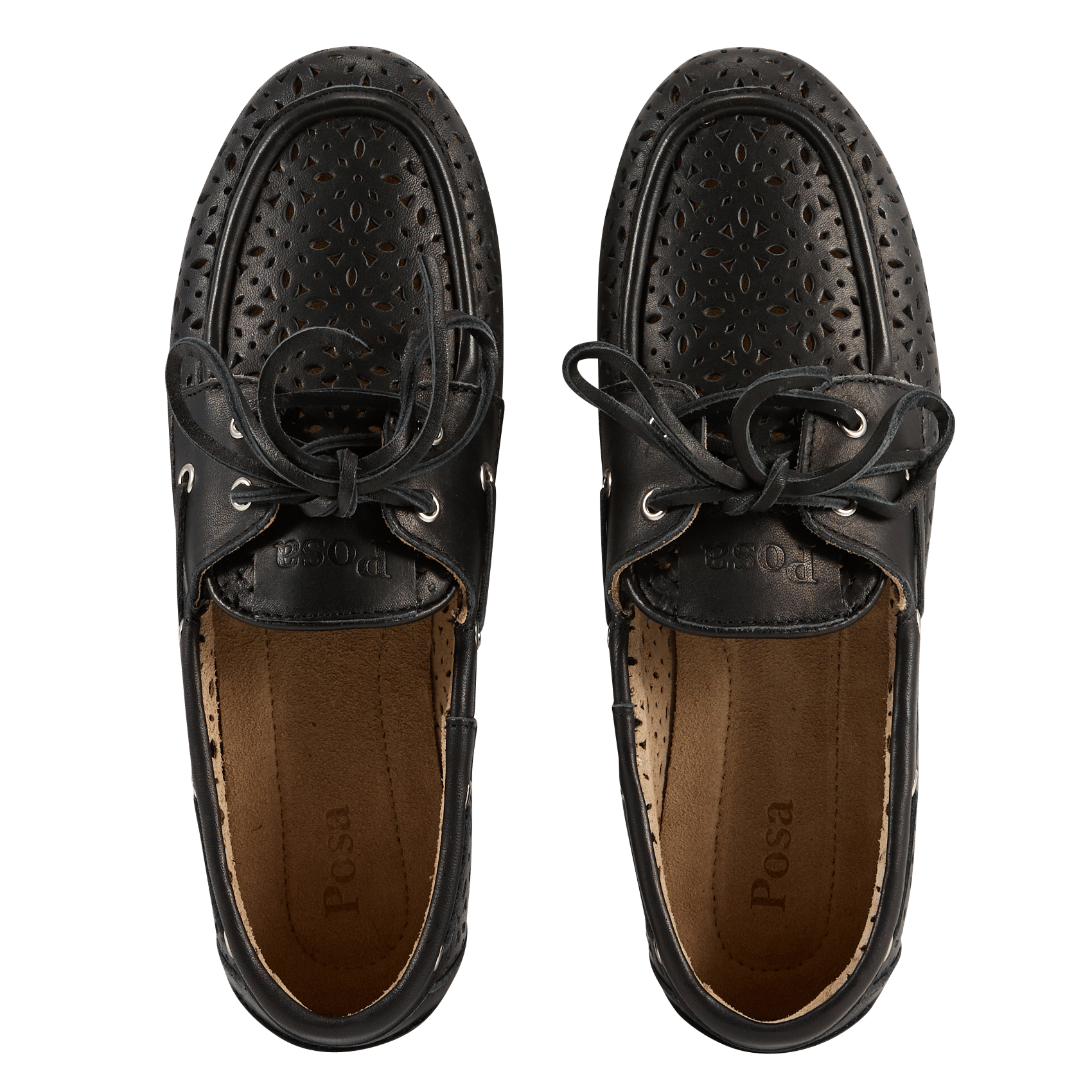 Leather deck shoes POSA Black