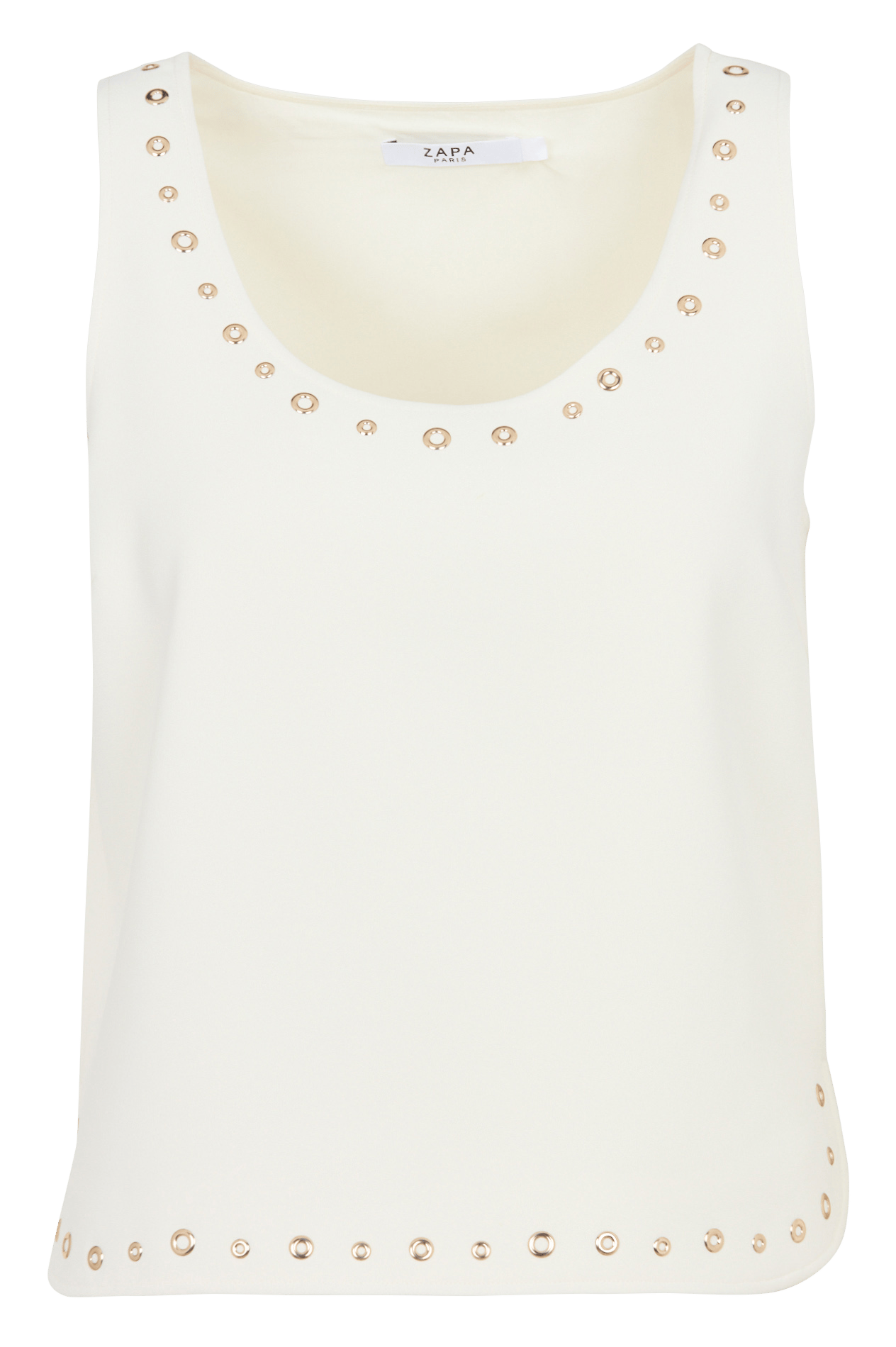 Gerade geschnittene, ärmellose Bluse aus Viskose-Mix ZAPA Weiss