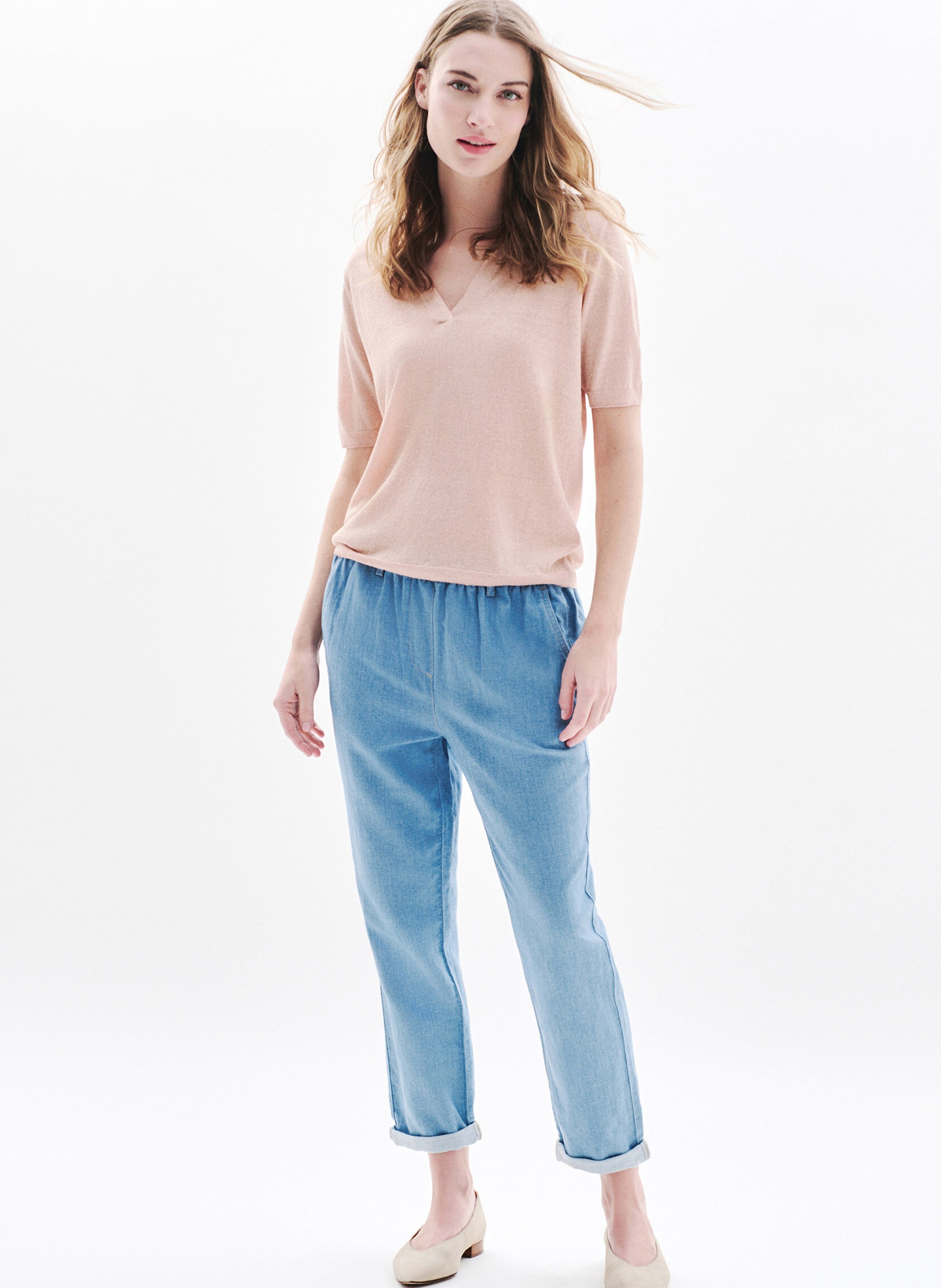 V-neck solid shirt CAROLL Pink