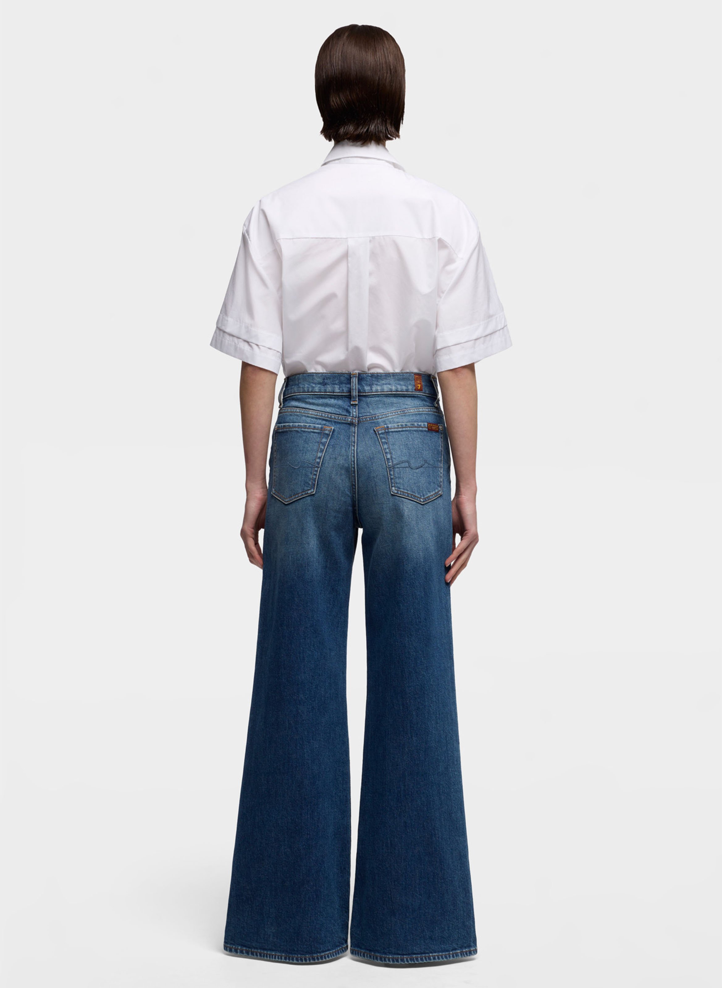 Weite High Waist Jeans in Stone-Washed-Optik 7 FOR ALL MANKIND Blau