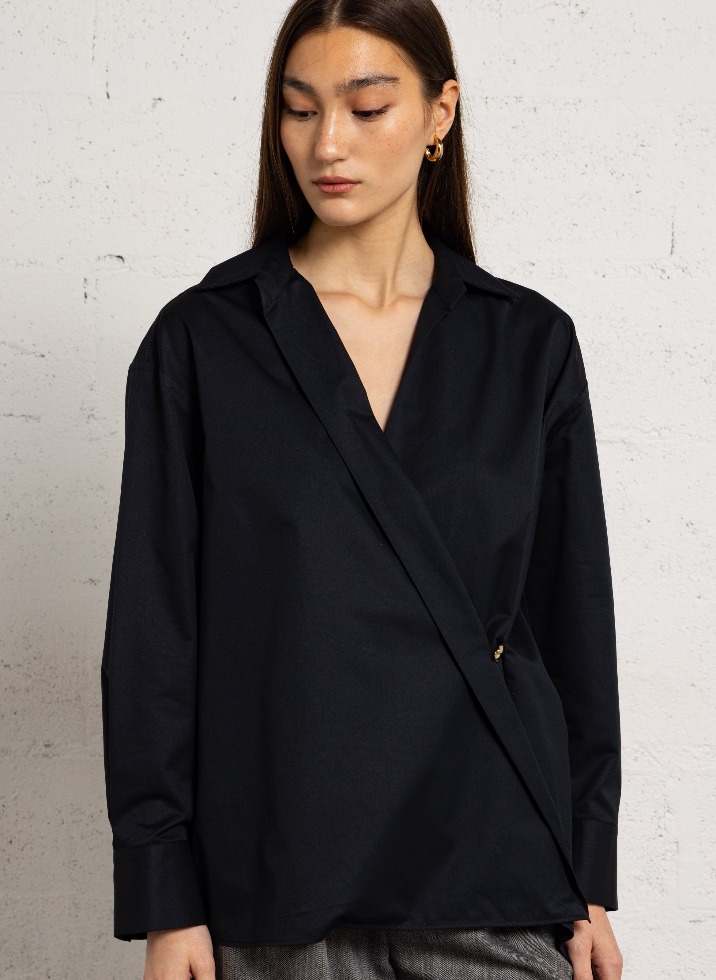 Chemise croisée asymétrique unie MARGAUX LONNBERG