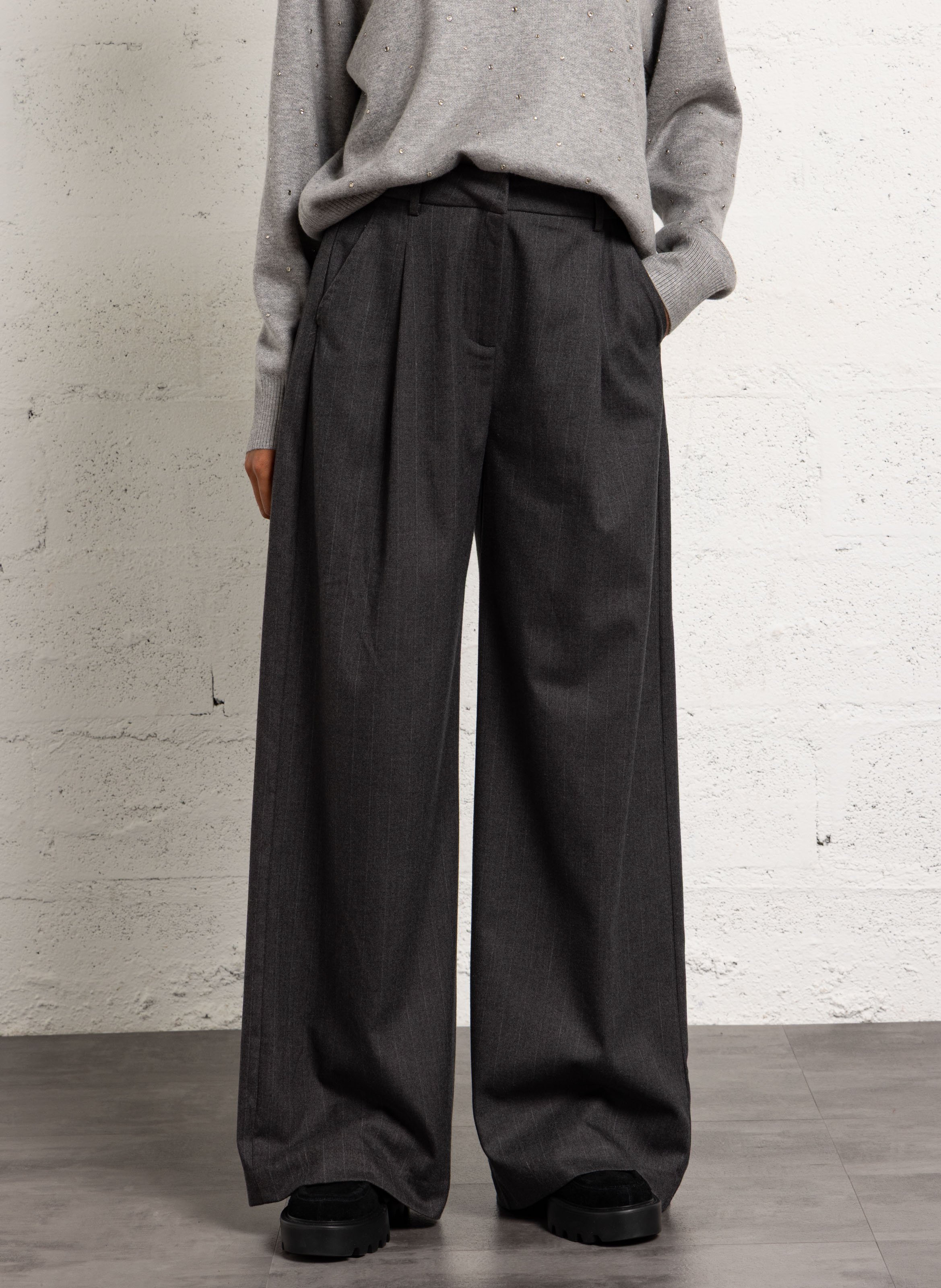 Azawood high-waisted wide-leg trousers SUNCOO Black