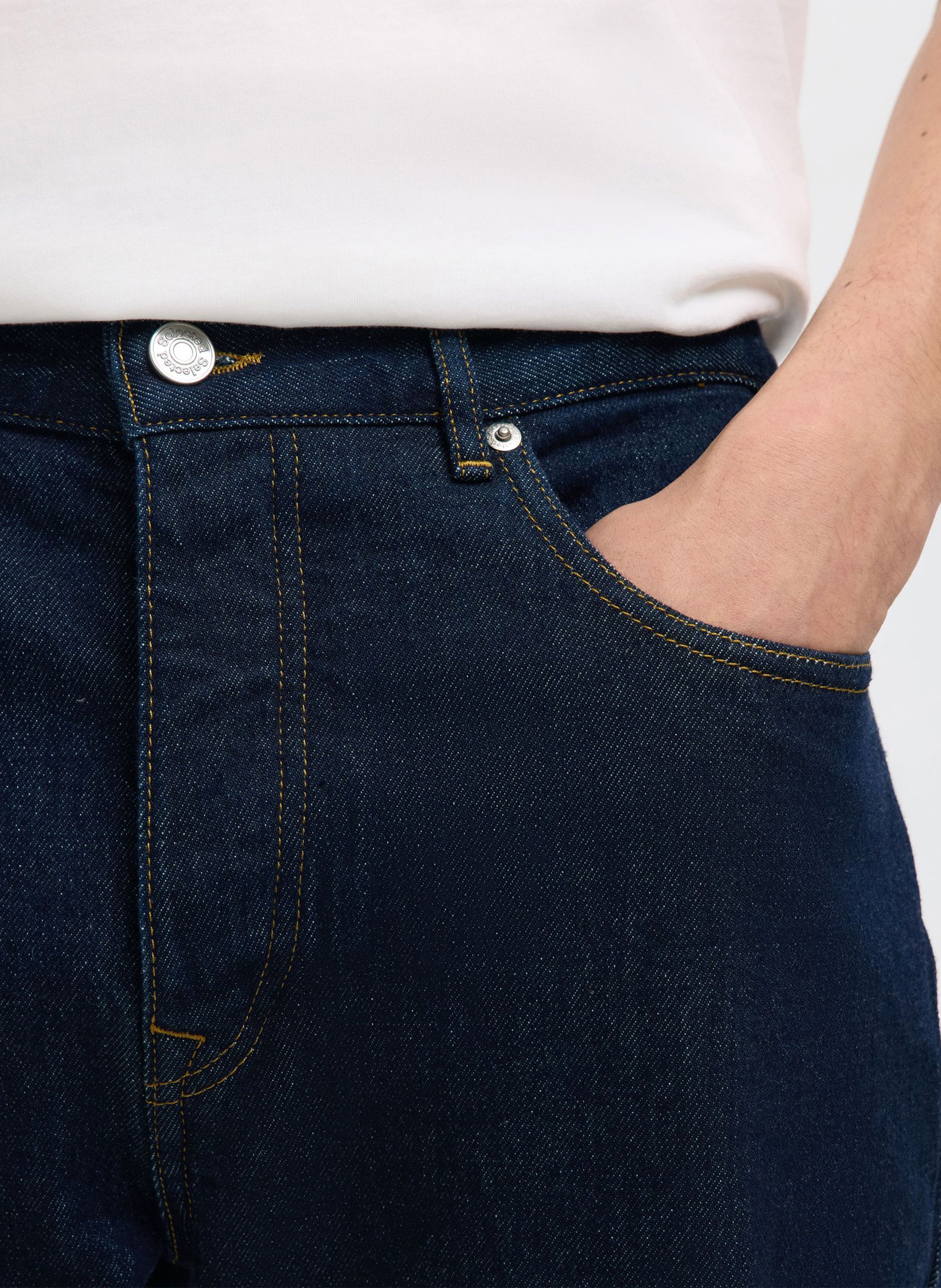 Straight-leg organic cotton-blend jeans SELECTED Blue
