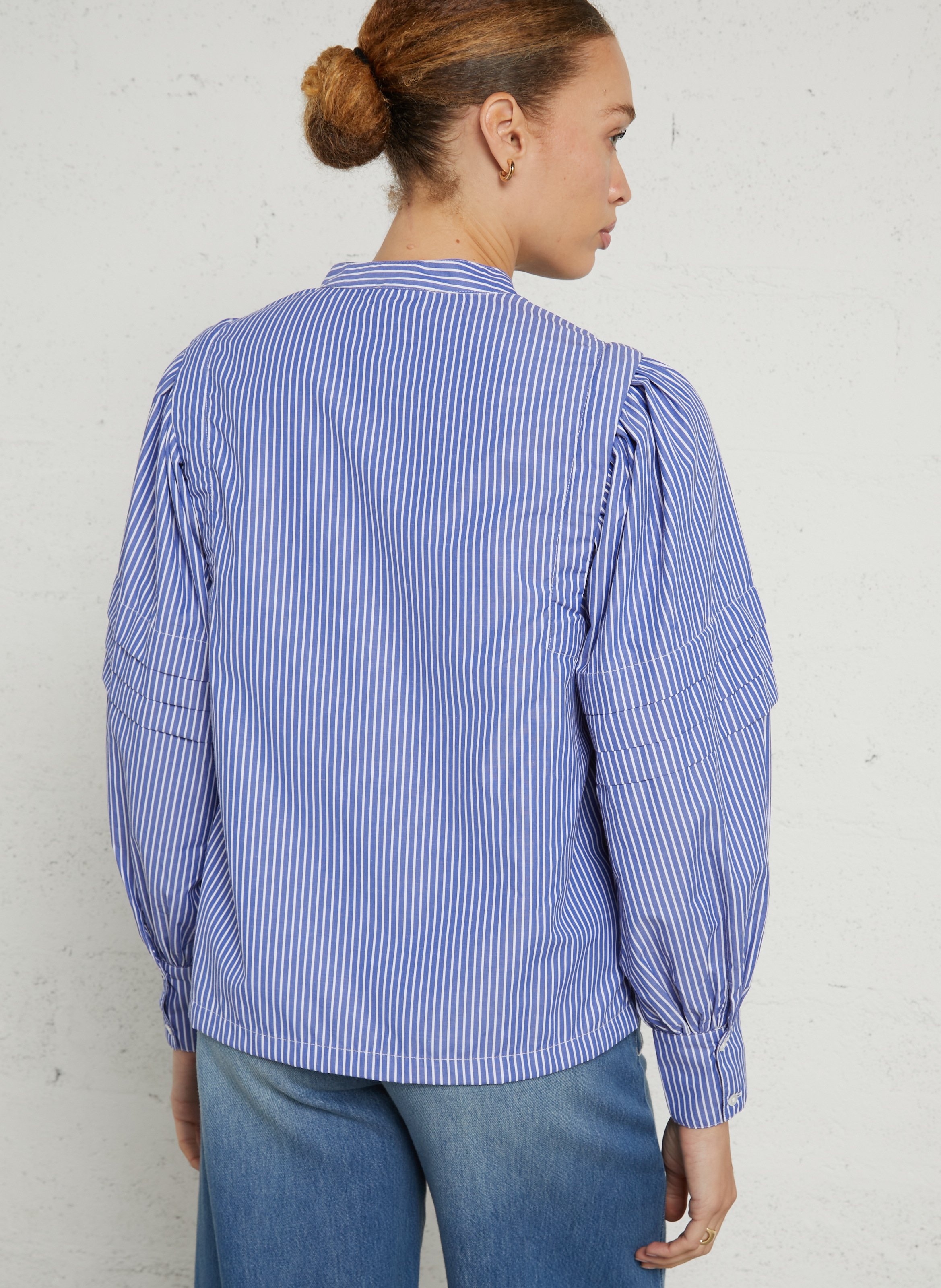 Chemise col rond en coton FEEKA Bleu