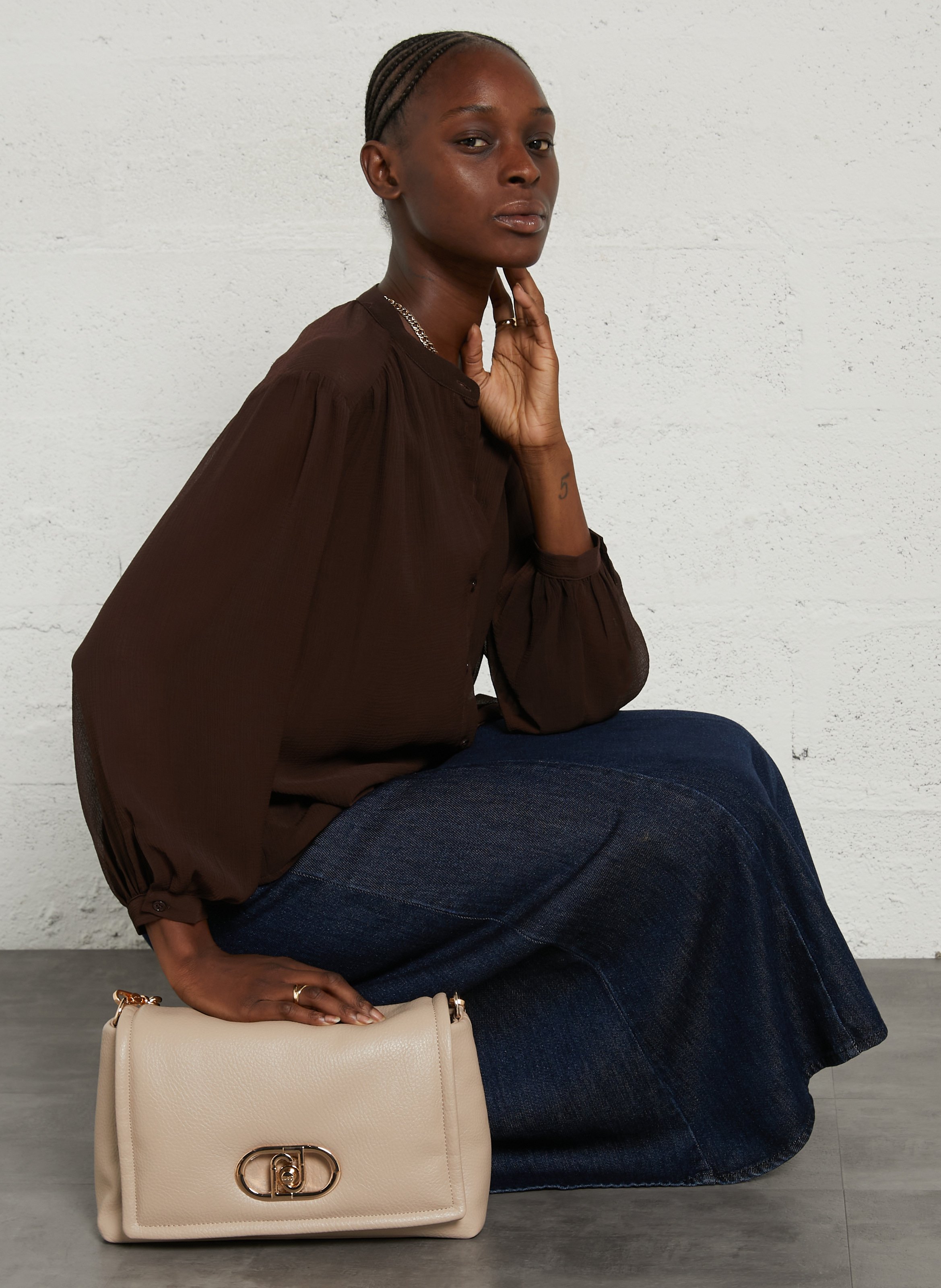 Sac bandoulière effet cuir LIU JO Beige