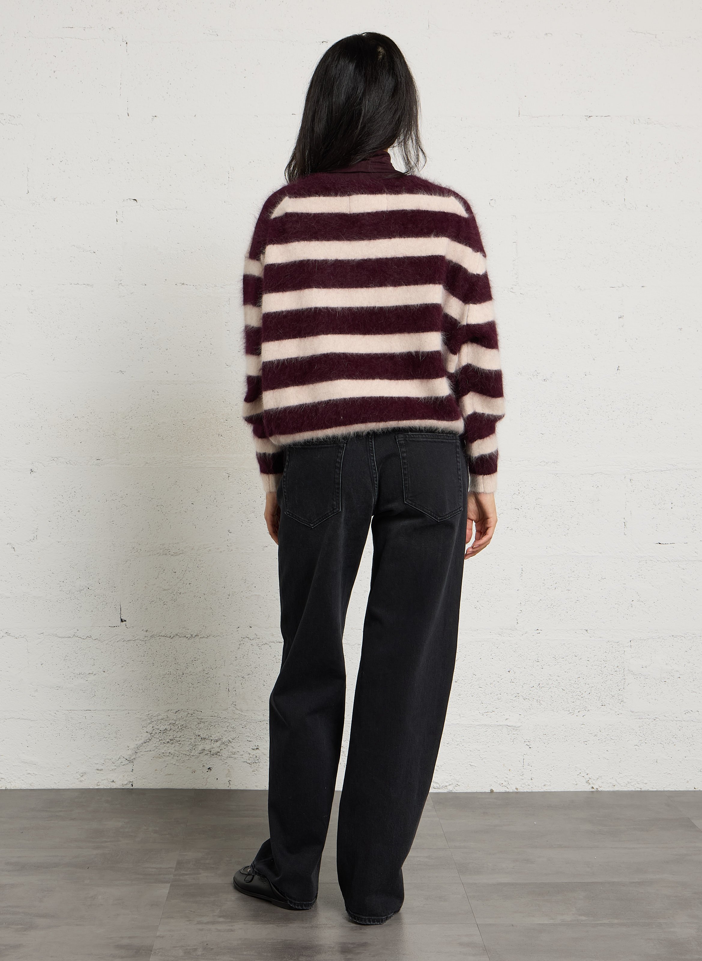 Pull ample rayé en angora mélangé BELLEROSE Rayé