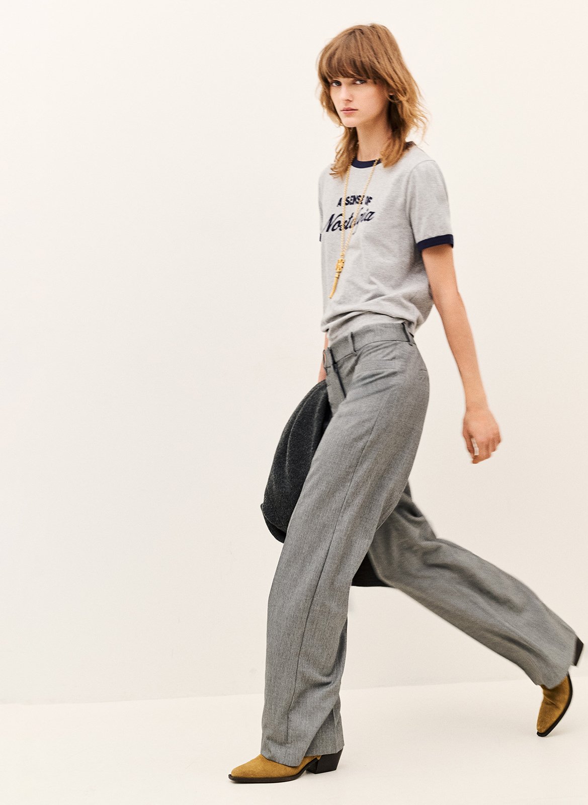 Pantalon tailleur droit uni BA&SH Gris