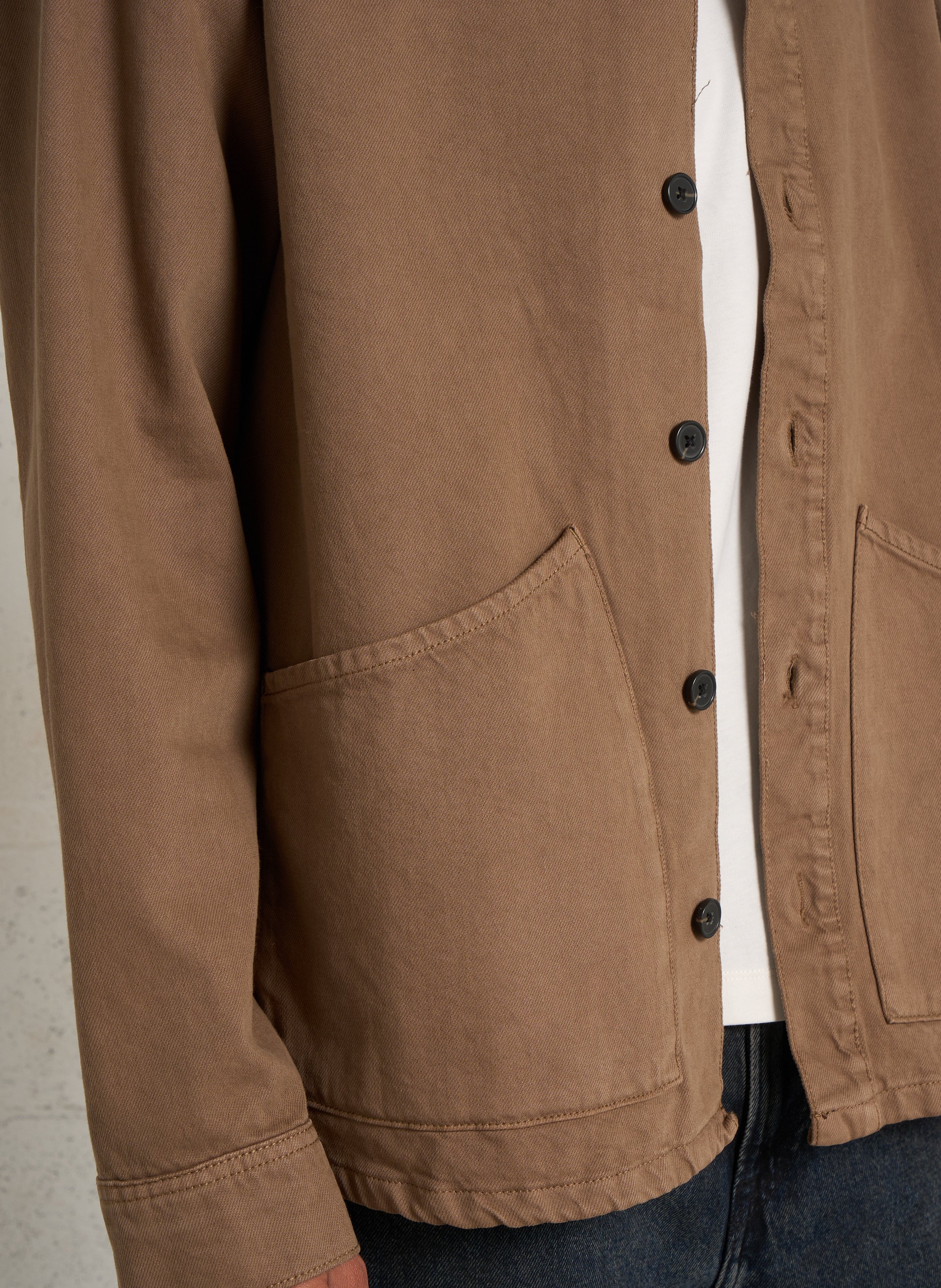Jacket with classic cotton collar SOLID White