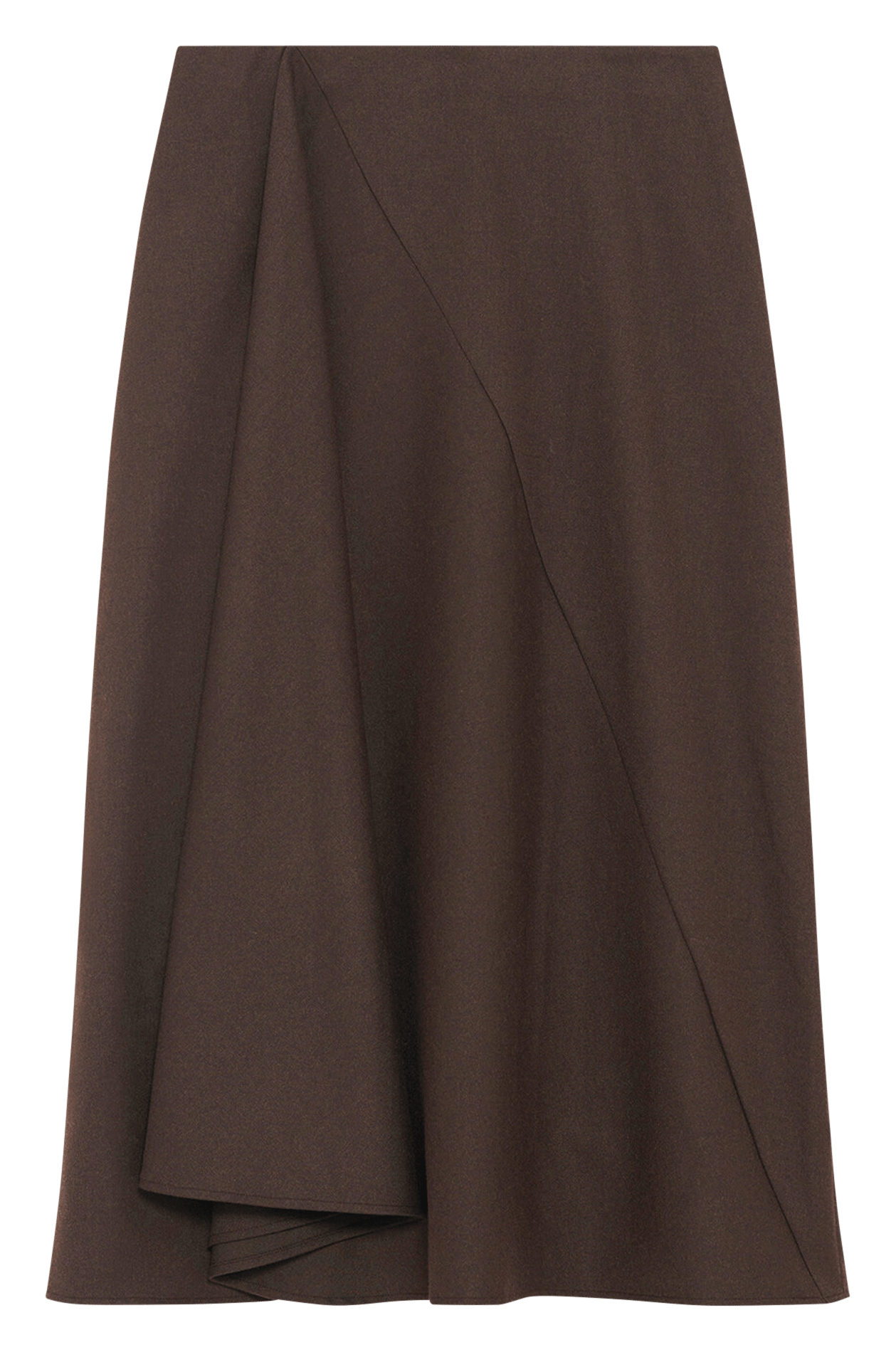 Jupe midi droite drapée CAROLL Marron