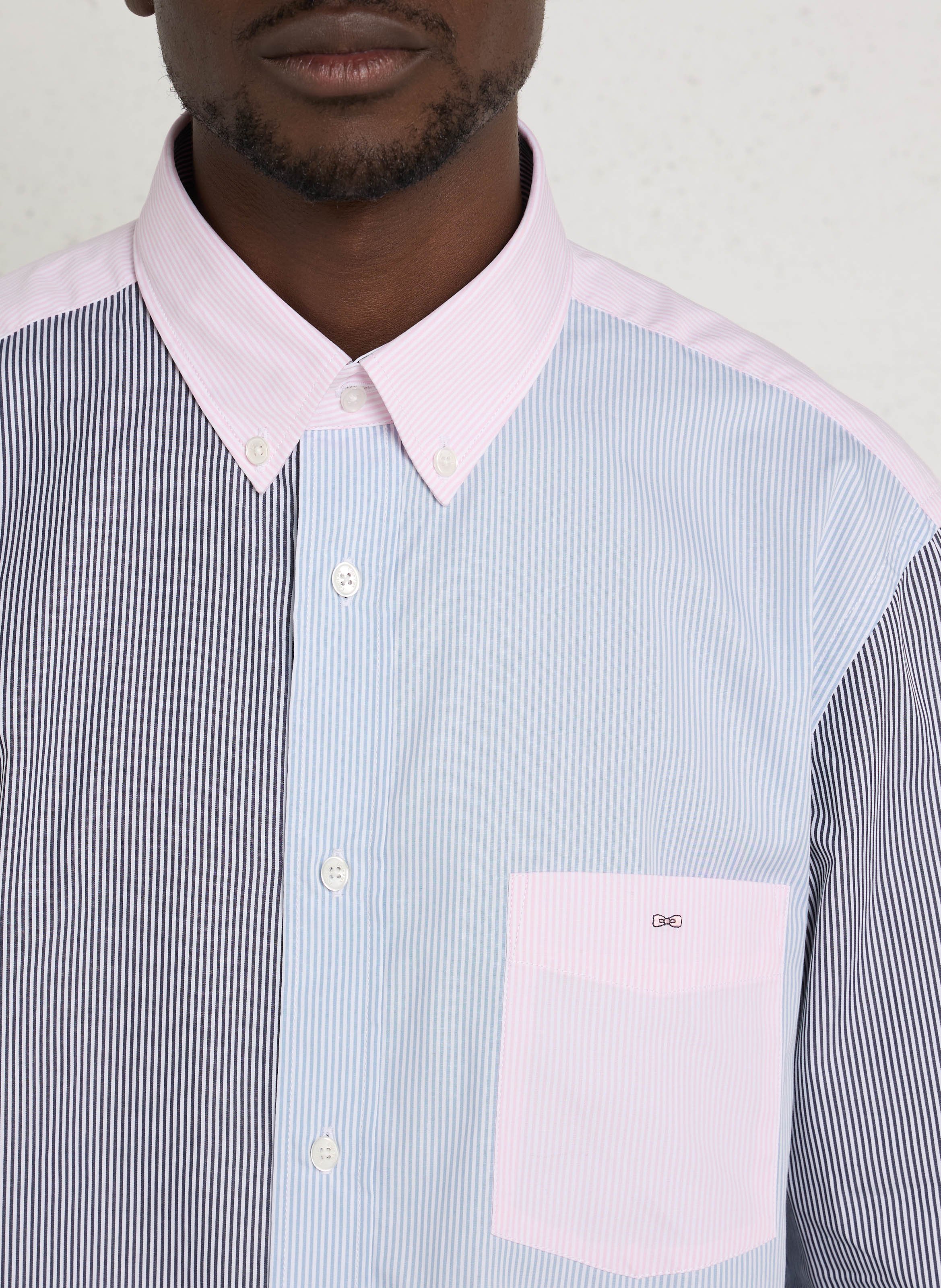 Gerade geschnittenes Hemd mit Button-down-Kragen aus gestreifter Baumwolle EDEN PARK Blau