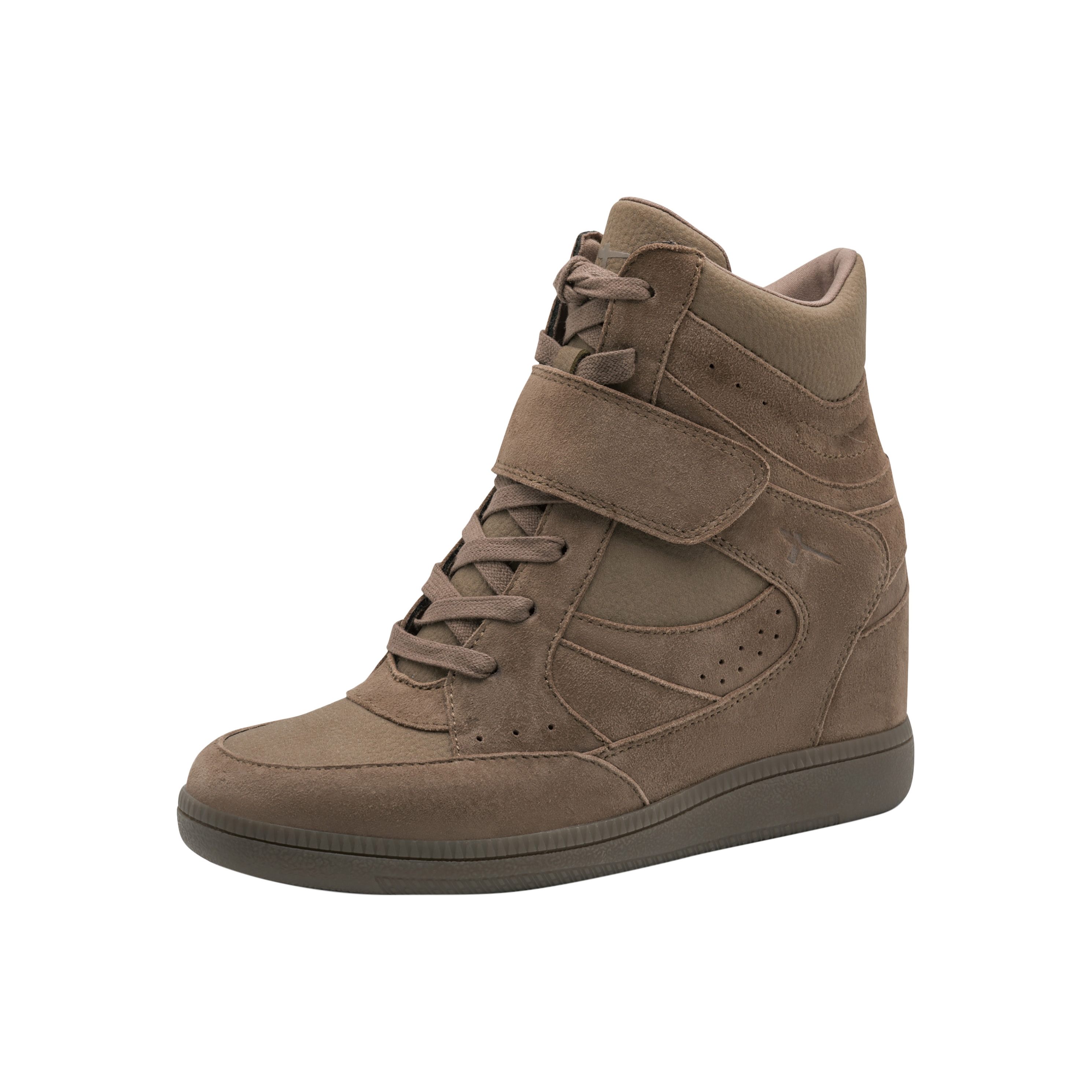 High-top leather sneakers TAMARIS Brown