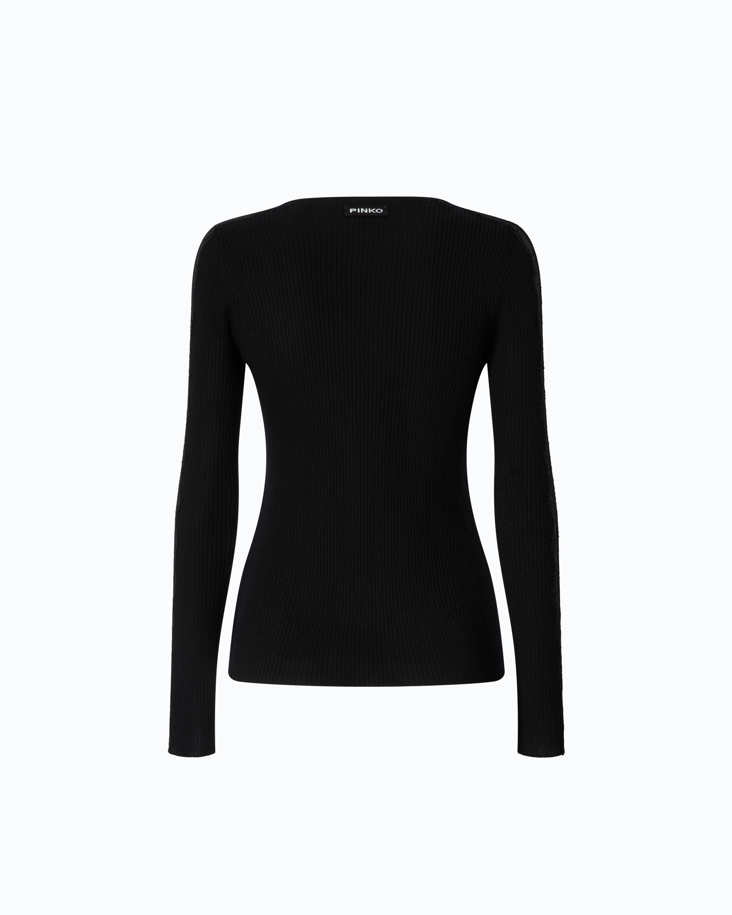 Pull côtelé à dentelle PINKO Noir