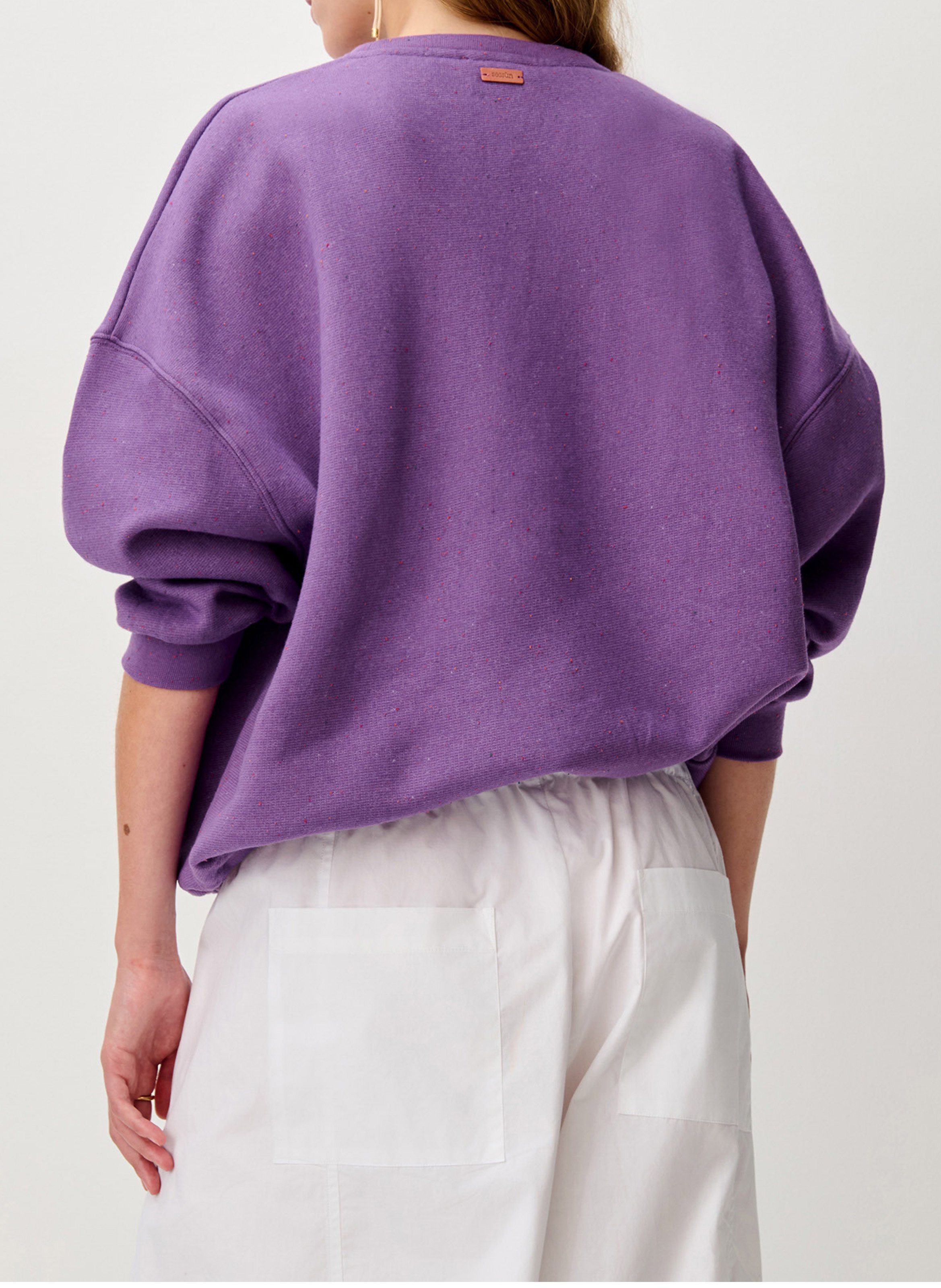 Ruimvallende, gevlekte sweater met ronde hals | biokatoenblend | Violet SESSUN Dames