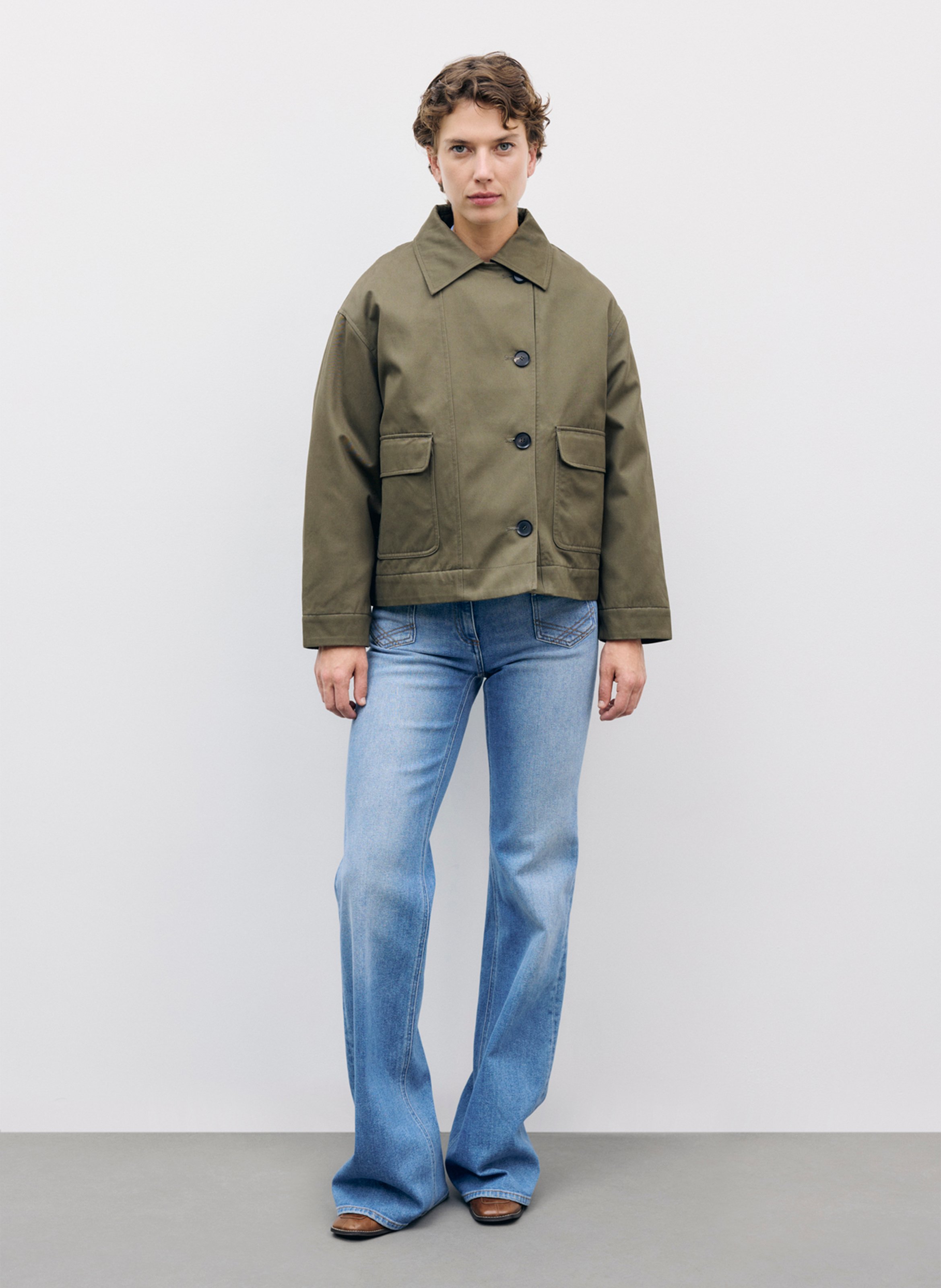 Veste courte droite boutonnée unie GERARD DAREL Kaki