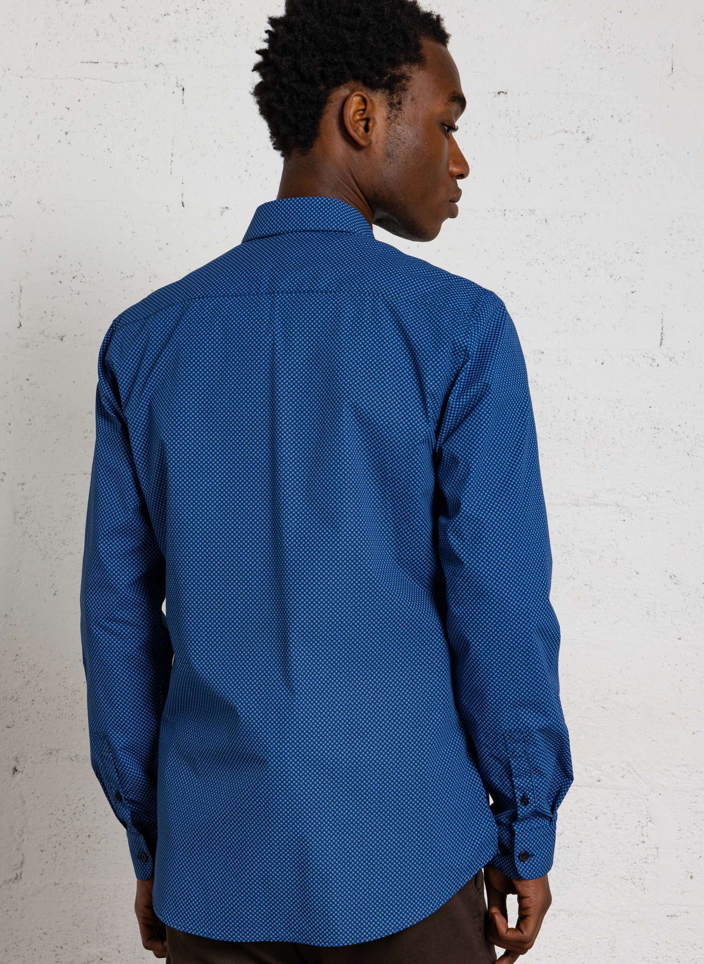 Chemise col classique en coton AU PRINTEMPS PARIS Bleu