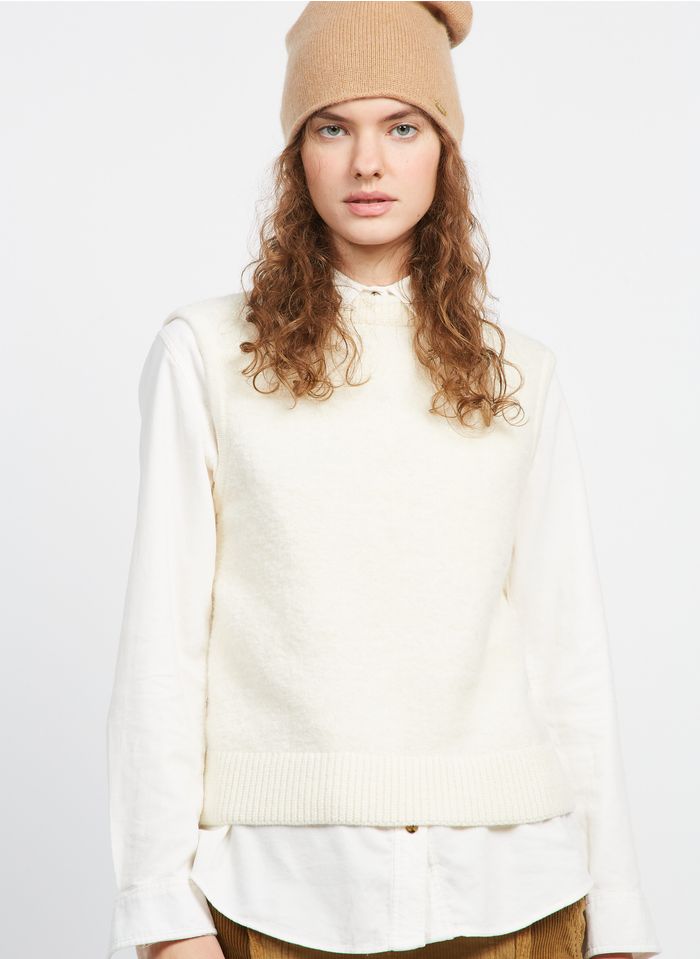 MARC O'POLO Jersey de mezcla de lana con cuello redondo en blanco