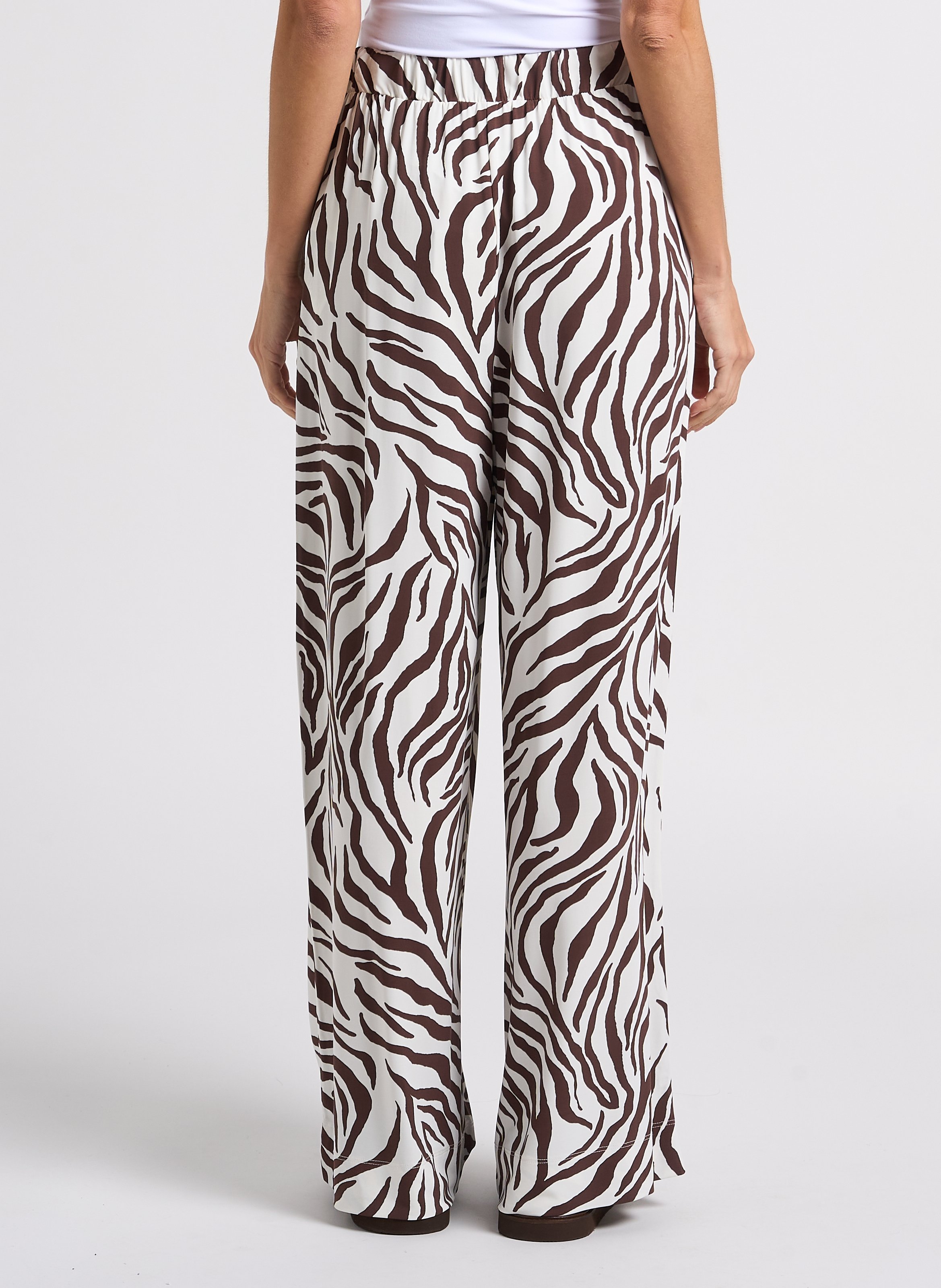 Printed straight-leg pants with high elasticated waist MAX MARA LEISURE Brown