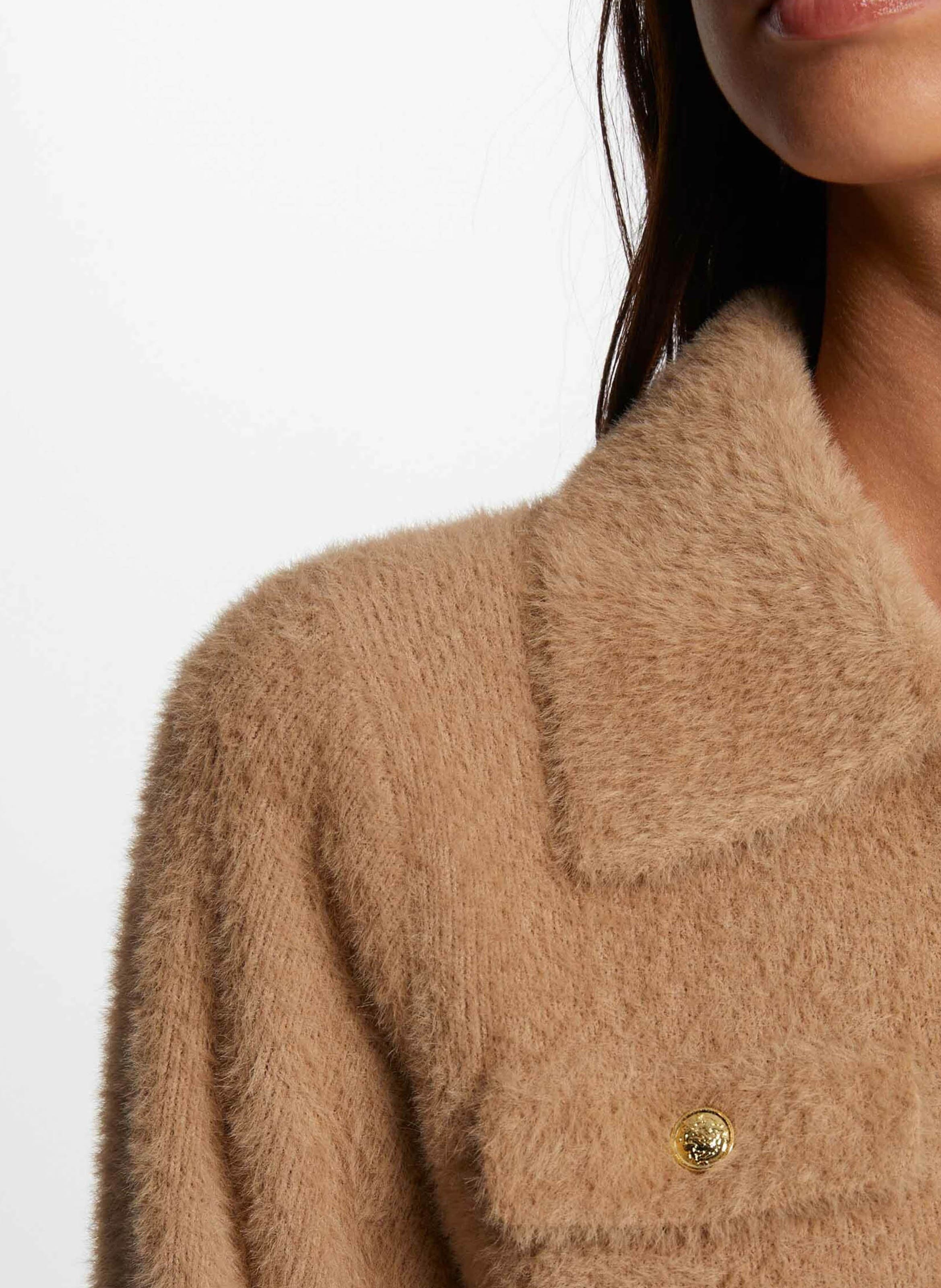 Gerade geschnittene Kunstpelz-Weste MORGAN Braun