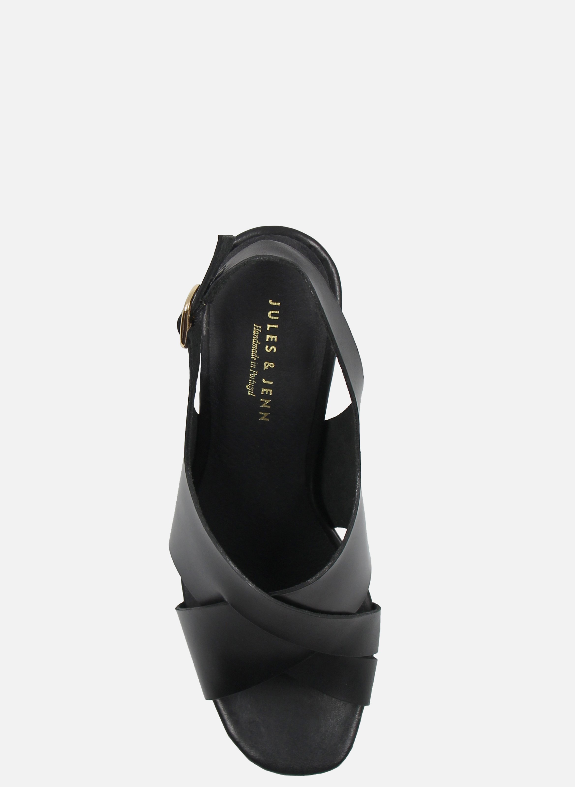 Vegetable-tanned leather graphic sandals JULES & JENN Black